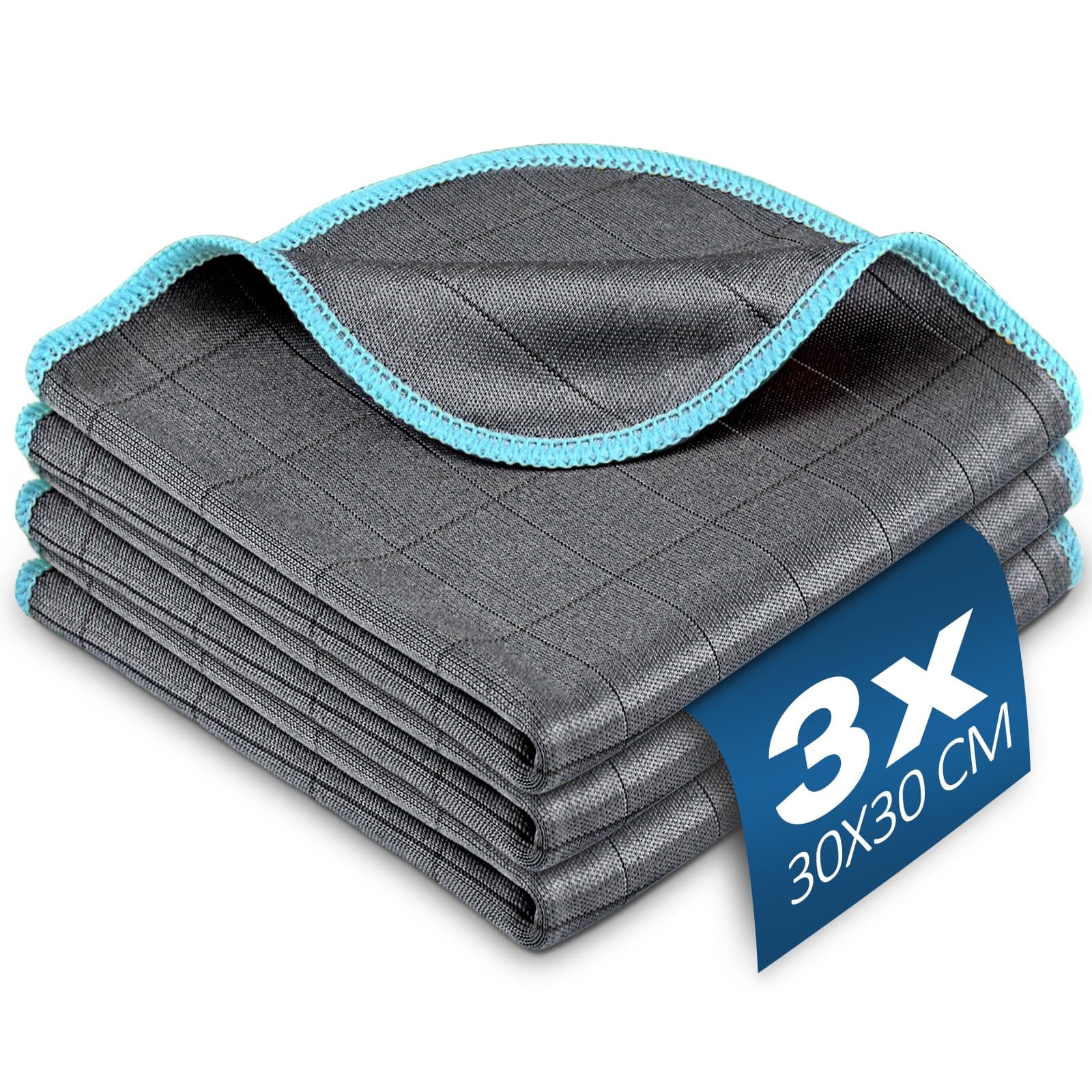Airlab Fensterputztücher Carbon Tücher 400 GSM, Fenstertuch Streifenfrei Putztücher, Mikrofasertücher Auto Glas Fenster, Reinigungstuch Carbon Lappen für Kristallklare & Streifenfreie Scheiben, Blau 3er-set, Blau 30 x 30 cm Angebot bei HelloDeals