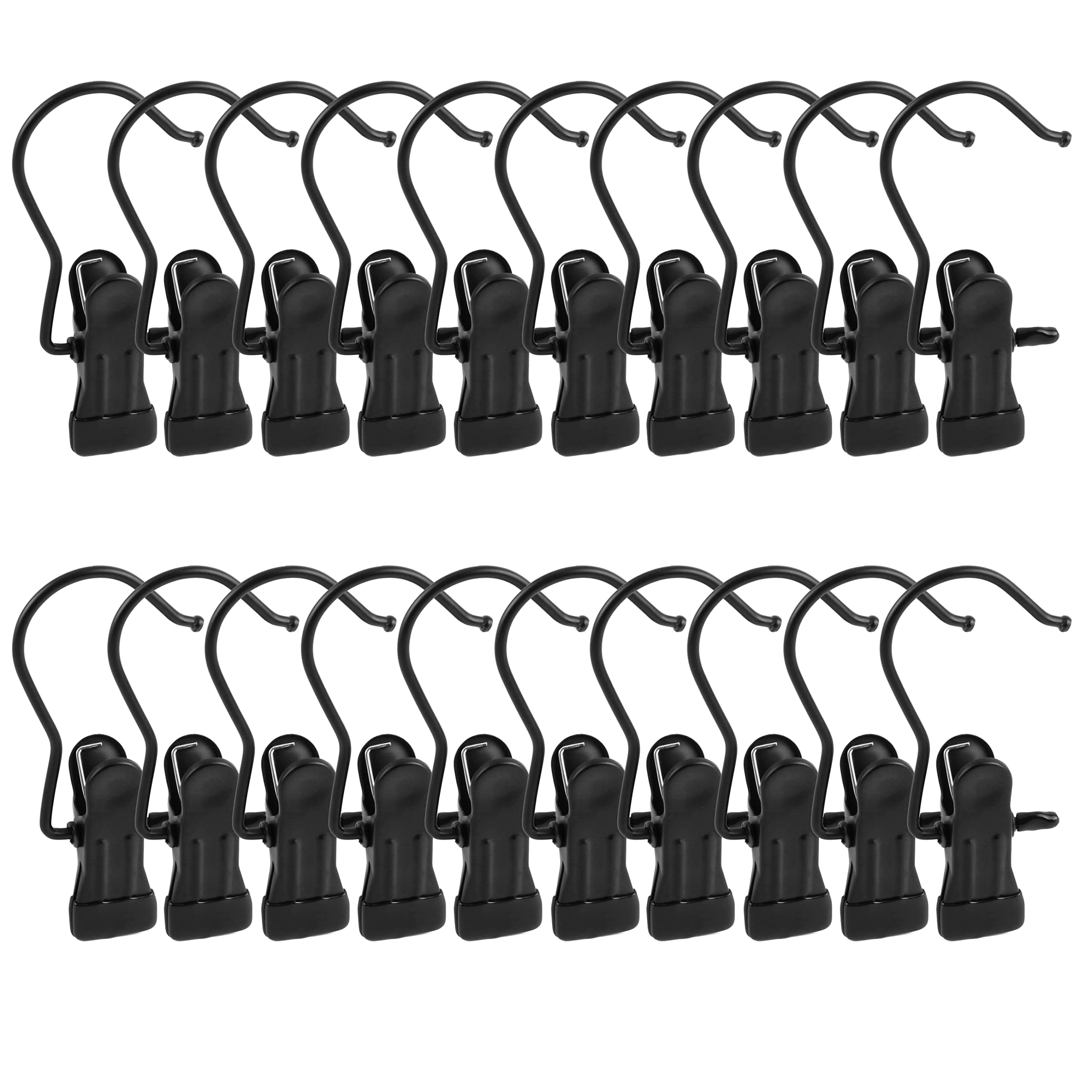Wäsche Haken Satz 20 Stück rutschfest Kleiderbügel Clip 360° Drehbarer Stiefel Aufhänger Metall Klammerhaken für Hosen Schuhe Handtuch Schwarz Angebot bei HelloDeals