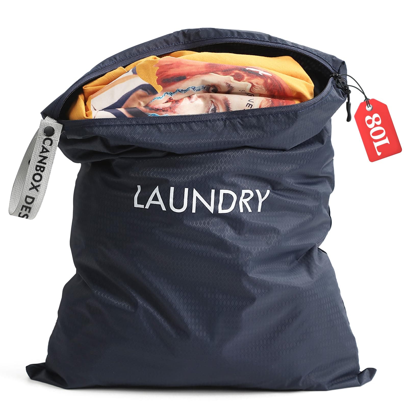 Wäschesack Reise 60 x 90cm, Nylon wasserdichte Wäschebeutel mit Reißverschluss, 120L Große Kapazität Stoffbeutel Faltbare Schmutzwäschebeutel Tasche für Startseite Reisen Urlaub Marineblau Angebot bei HelloDeals
