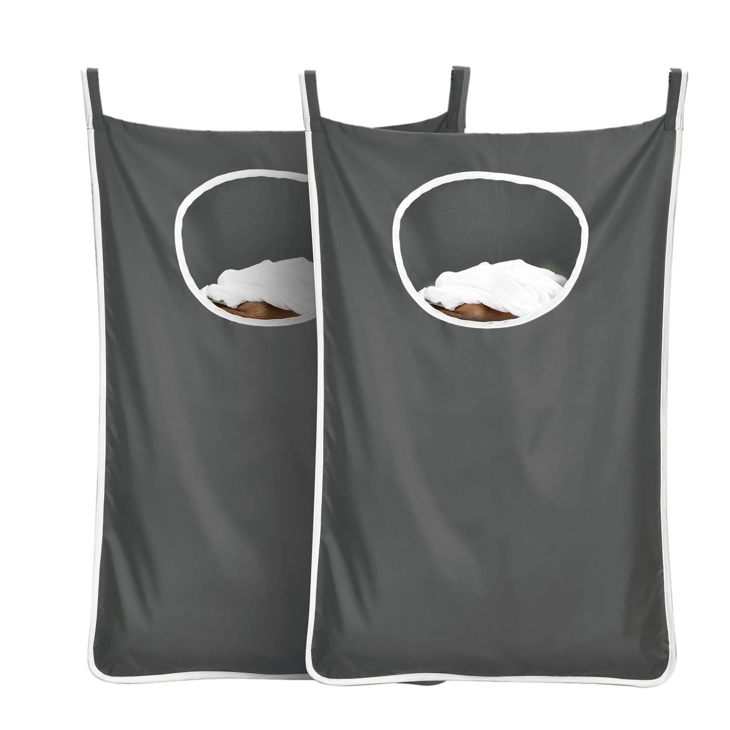 langlebiger Wäschesack zum Aufhängen hinter der Tür, platzsparend, mit Edelstahlhaken, Reißverschluss, Wäschekorb, Türaufhängung, für Badezimmer, Kinderzimmer, 2er-Pack Angebot bei HelloDeals