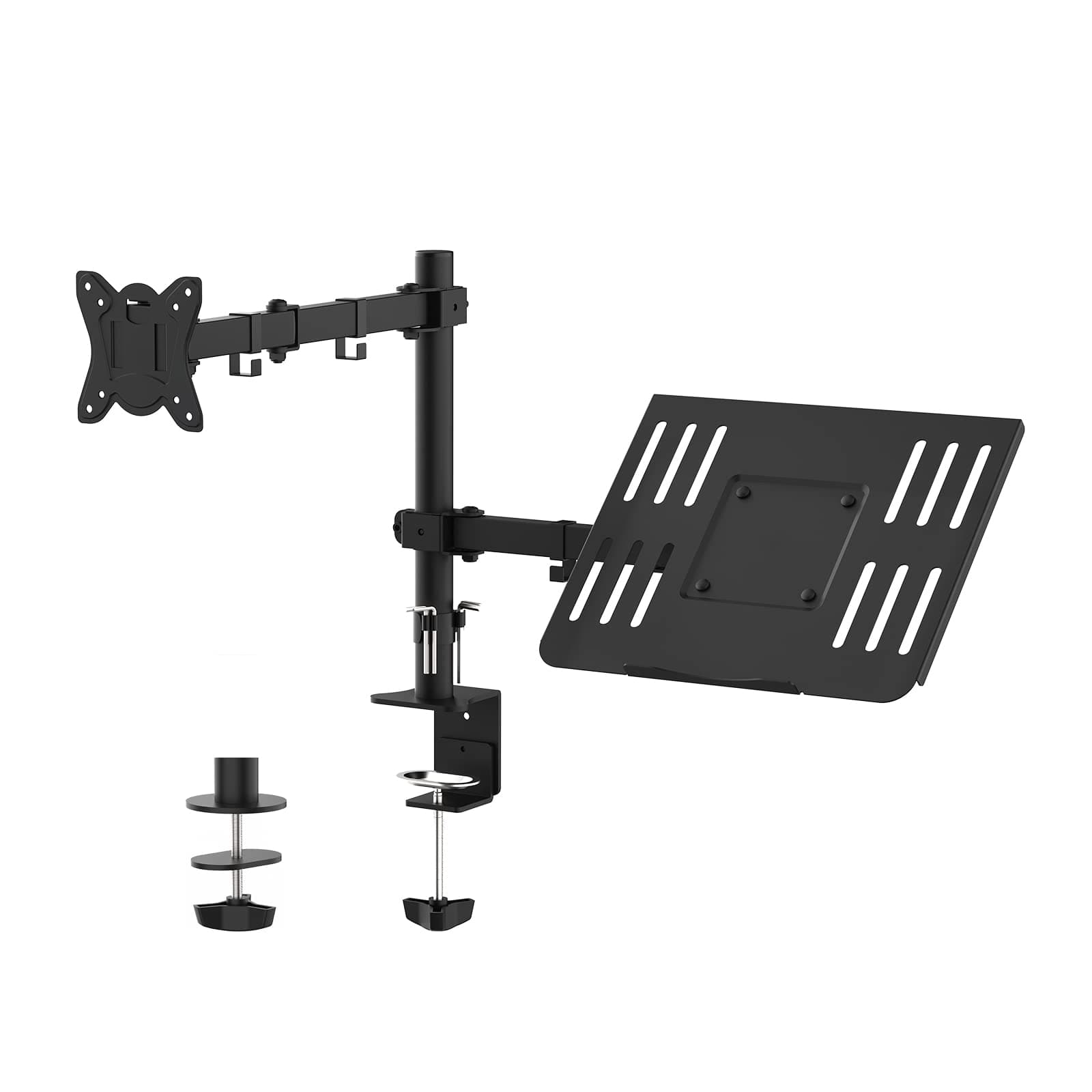 GRIFEMA Monitorhalterung mit Laptoparm – Ergonomische Monitor Laptop Halterung für 13–32 Zoll Monitor (bis 10kg) & 11–17 Zoll Laptop, Neigbar & Drehbar, Stabil & Platzsparend, VESA 75x75/100x100 mm Einzeln Angebot bei HelloDeals