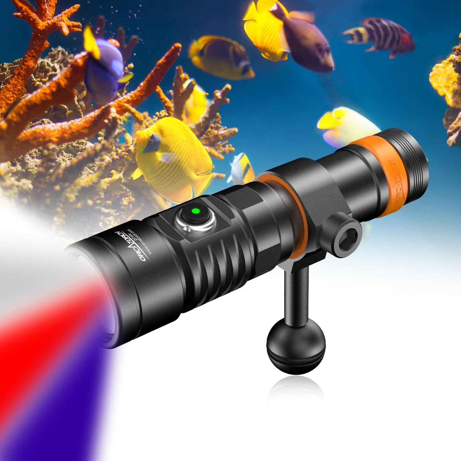 ORCATORCH D710V MK2 Tauchlampe, 2300 Lumen Tauchen Taschenlampe mit Weiß+UV+Rot für Video Fotografie, IP68 wasserdichte LED Tauchen Licht für Unterwasser 150M Nachttauchgänge, Wracktauchen, Camping Angebot bei HelloDeals