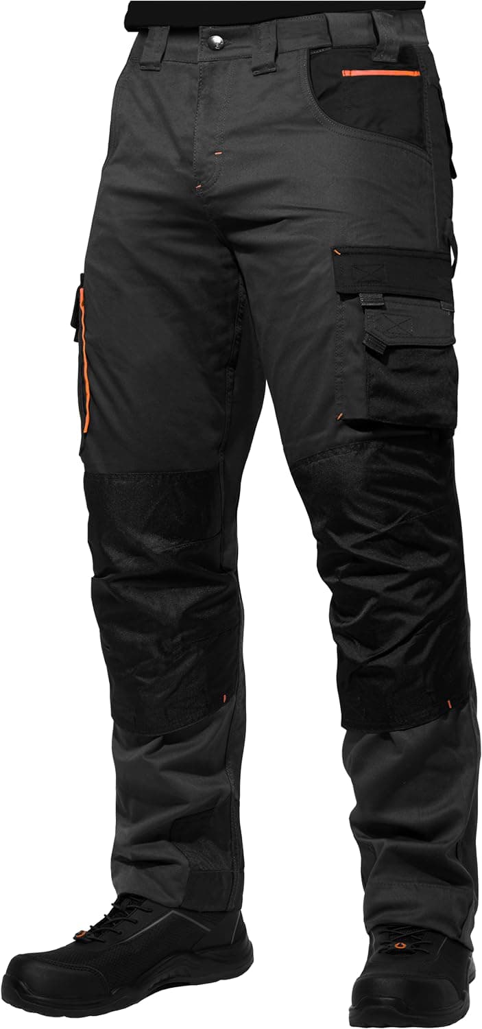ACE Genesis Pro Herren-Arbeitshose lang - Männer-Arbeitshosen mit Stretch-Bund, Gummizug & Kniepolster-Taschen 52 Schwarz Angebot bei HelloDeals