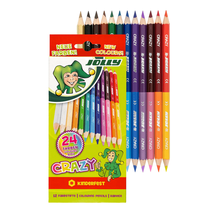 Jolly Superstick Crazy Buntstifte Farbstifte | 24 Farben mit 12 Farbstiften | Kinderfest und Bruchsicher | Ungiftig | extra dicke Mine | 12 Stifte im Kartonetui 1 stück (12er Pack) Angebot bei HelloDeals