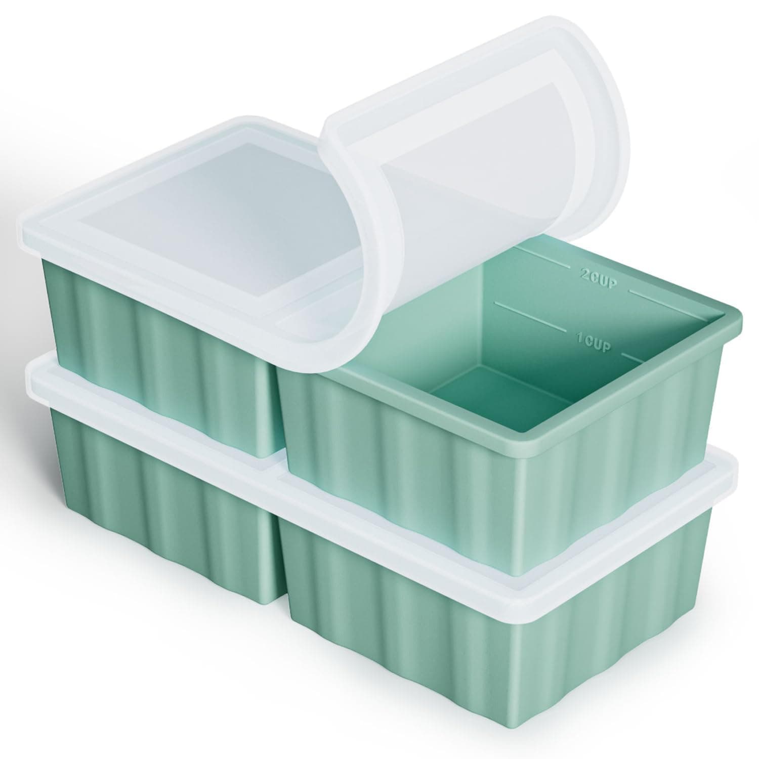 Extragroße Silikon Gefriertablett, Suppe Gefrierschrank Eiswürfelform mit Deckel, 2er-Pack Große Suppen Freezer Eiswürfelbecher für Container zum Speichern und Einfrieren von Suppe, Brühe, Soße Angebot bei HelloDeals