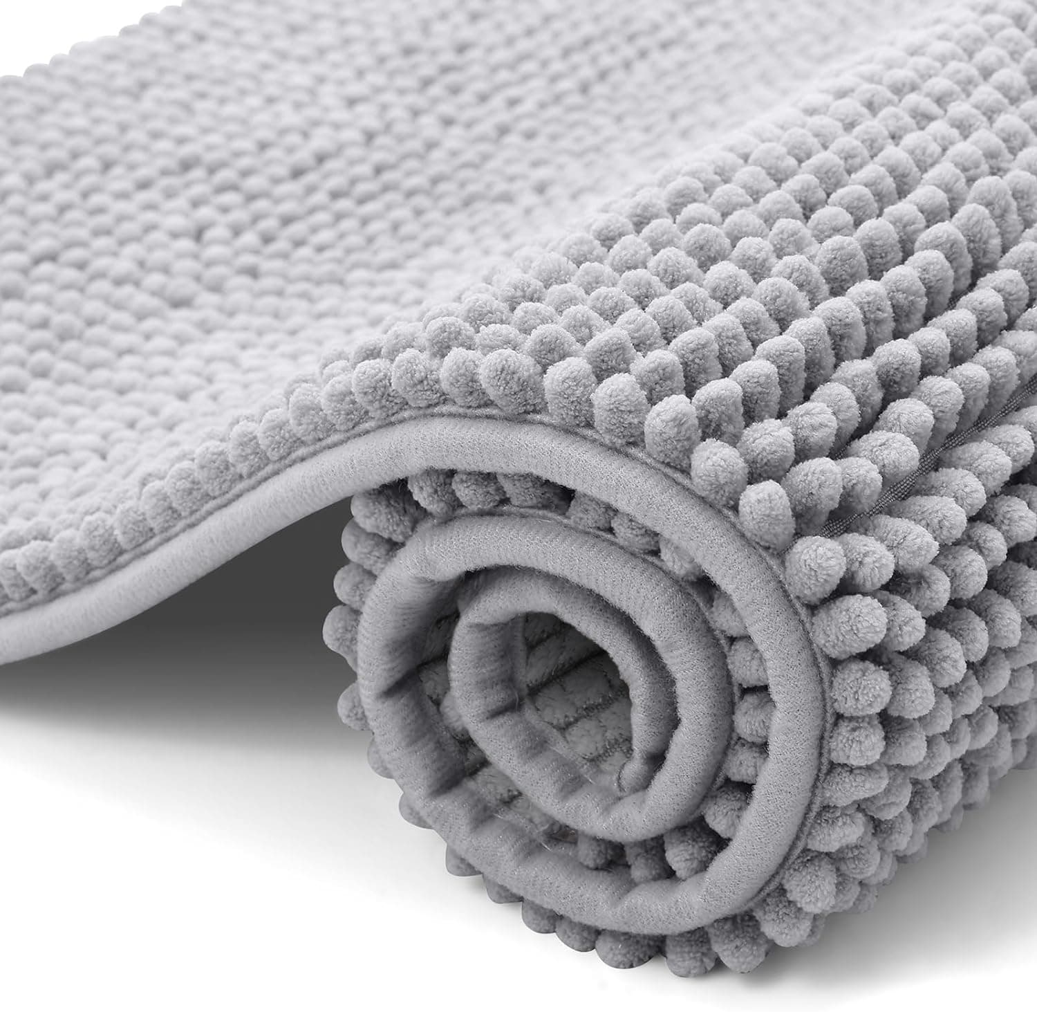 OLANLY Chenille Badematte rutschfest Badezimmerteppich Weich Badteppich Saugfähige Badvorleger Waschbar Duschvorleger für Badezimmer, 40 x 60 cm, Hellgrau 40 x 60 cm Hellgrau Angebot bei HelloDeals