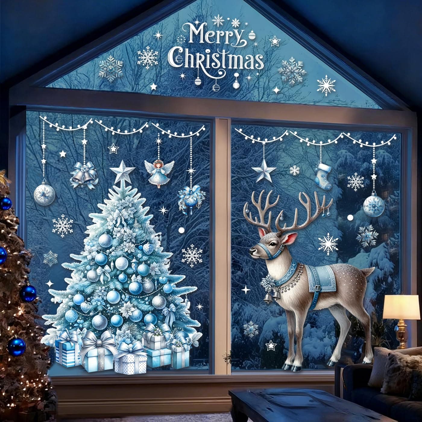 118 Stk Fensterbilder Weihnachten Groß,Fensterdeko Weihnachten Selbstklebend,Wiederverwendbar Weihnachtsfenster Bilder,XXL Weihnachtsaufkleber Weihnachtsdeko Fenster für Winter Weihnachts Deko Innen Angebot bei HelloDeals