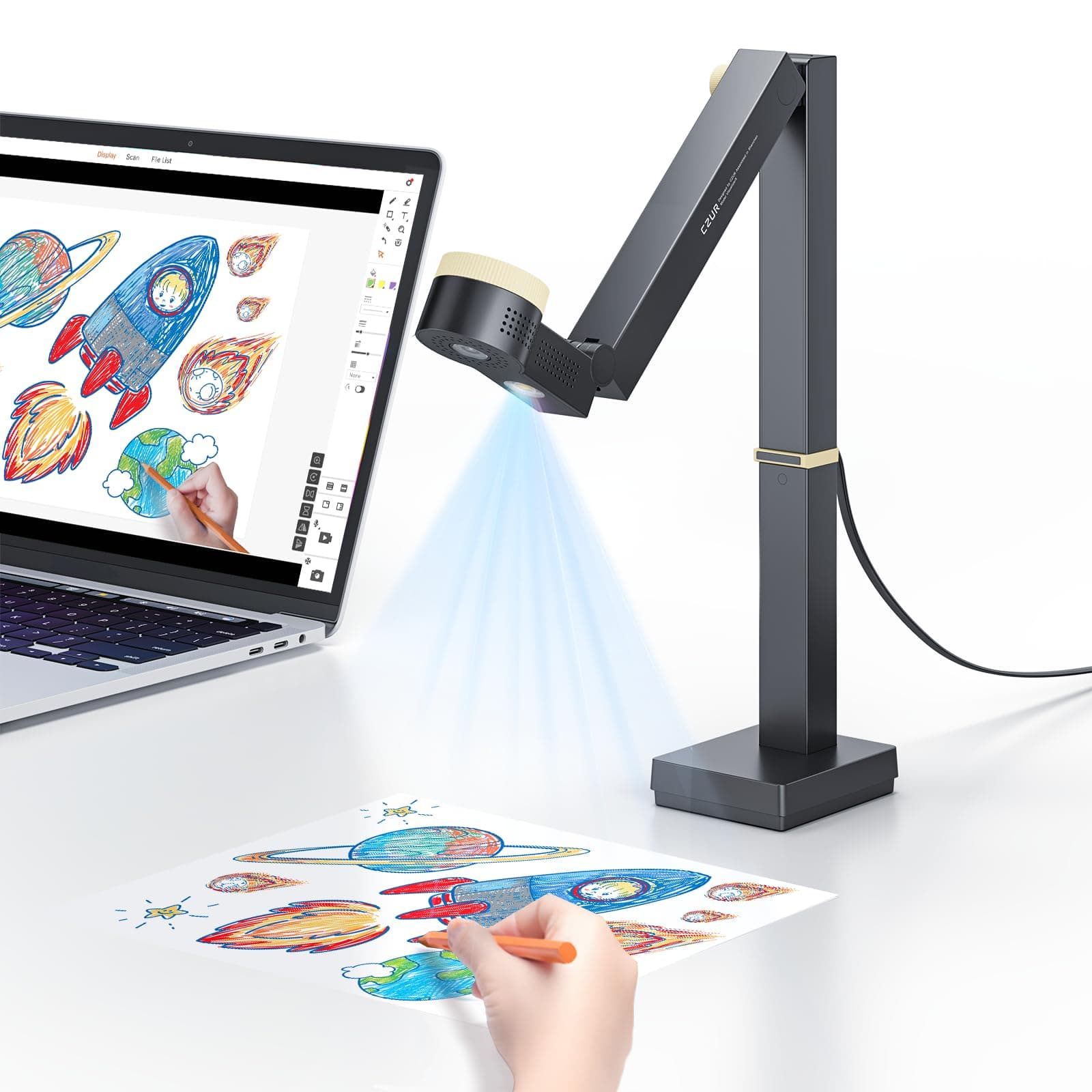 CZUR Fancy S Pro 4K USB-Dokumentenkamera & 12MP Webcam mit LED-Licht und Mikrofon, bis zu 60 fps, Autofokus, für Fernunterricht, Live-Streaming, Webkonferenz, für Mac und Windows Angebot bei HelloDeals
