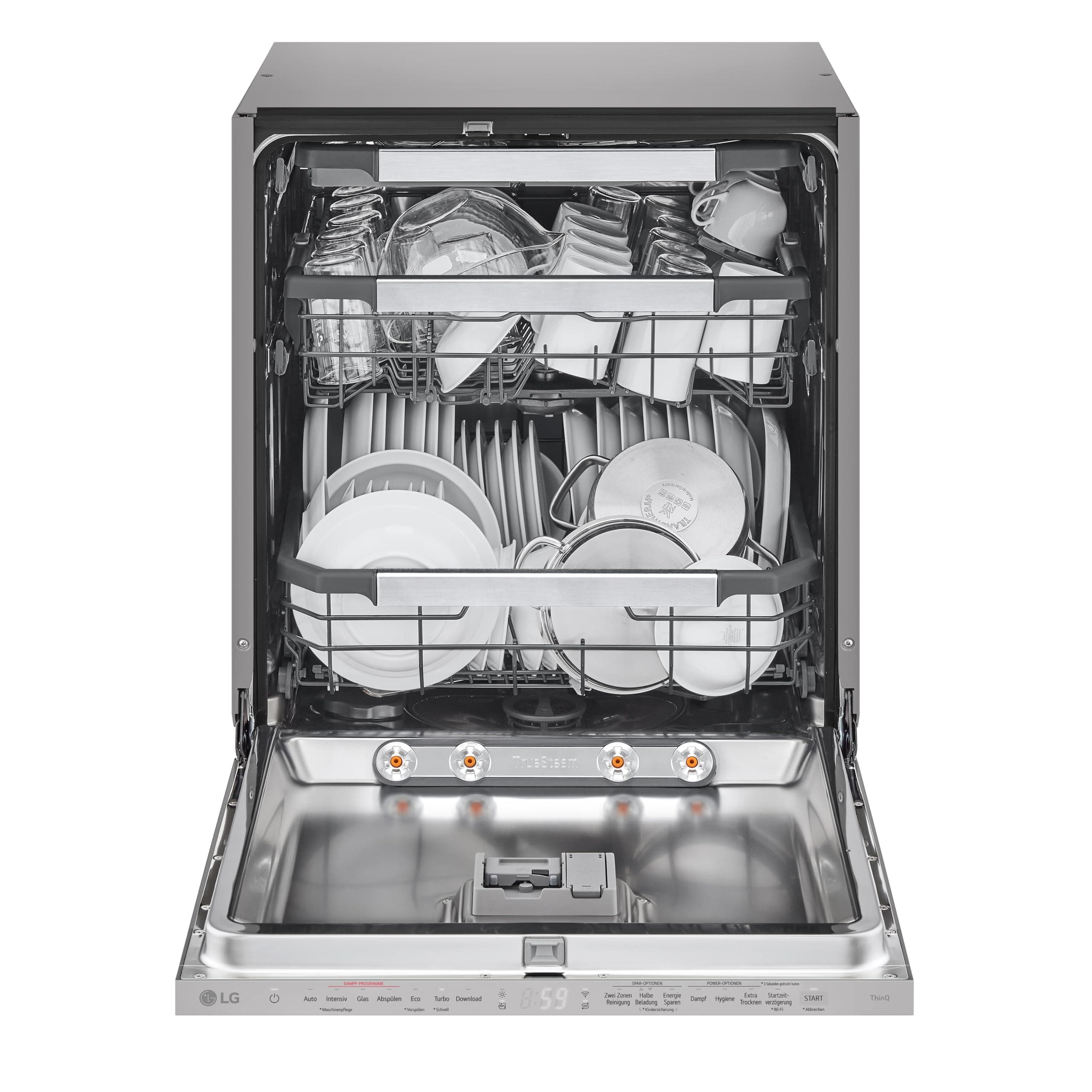 LG DB597TXS, Energieklasse A -20%, vollintegrierbarer Geschirrspüler, Spülmaschine mit Besteckschublade, automatische Türöffnung bei Trocknung, Dampfreinigung, besonders leise, Silber EEK: A-20% Angebot bei HelloDeals