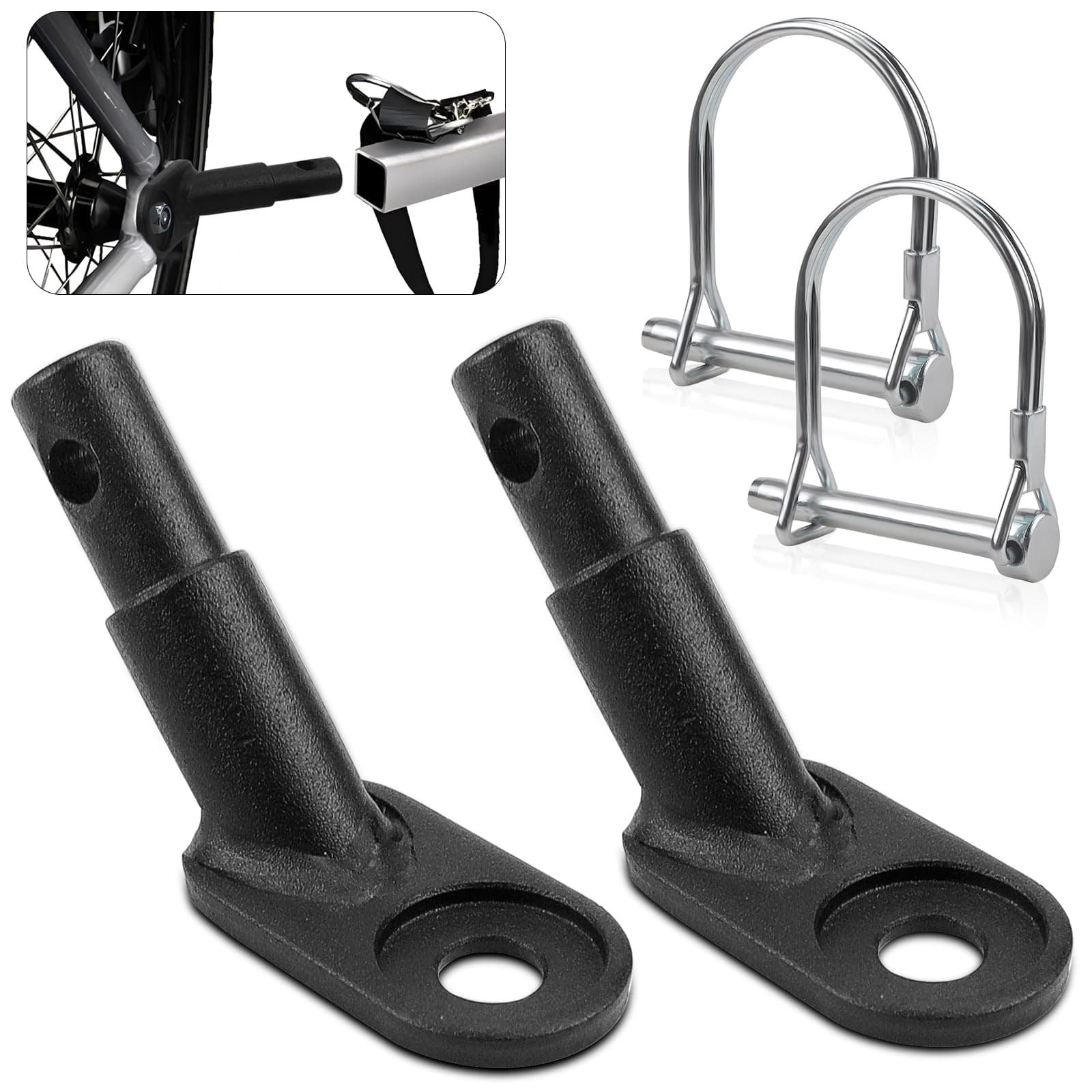 Fahrradanhänger Kupplung Set Fahrrad Anhängerkupplung Schwarz mit Sicherungsstift Adapter für Thule Fahrradanhänger Kinderanhänger Fahrradanhängerkupplung für Kinder Und Hundeanhänger (2 Set) Angebot bei HelloDeals