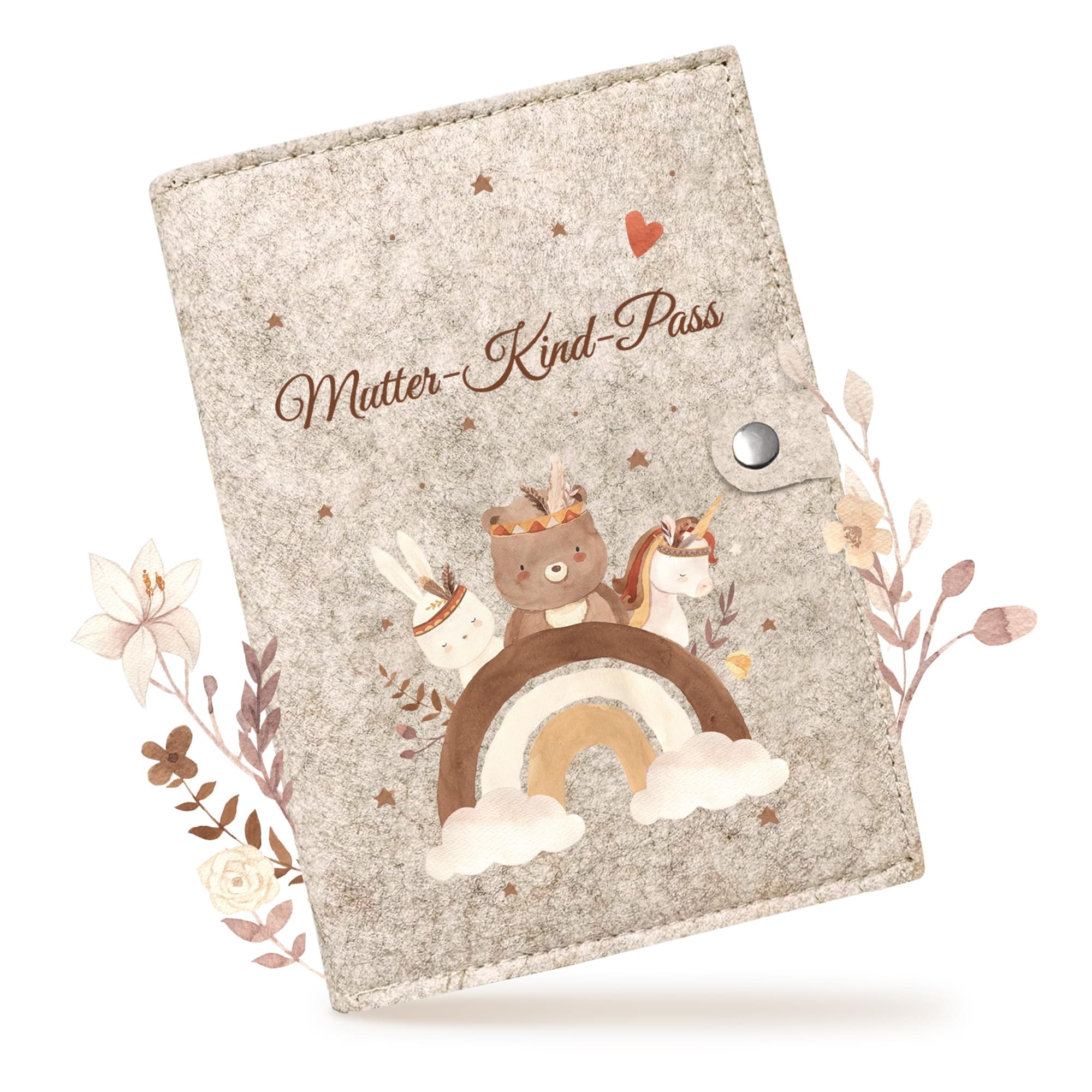 Mutterpasshülle aus Filz für Österreich – Regenbogen & Tiere Design – Mit Innenfächern für Mutter-Kind-Pass, Impfpass und Ultraschallbilder – Hochwertiger Schutz, Perfekt als Geschenk Beigegrau Österreich Bär Angebot bei HelloDeals