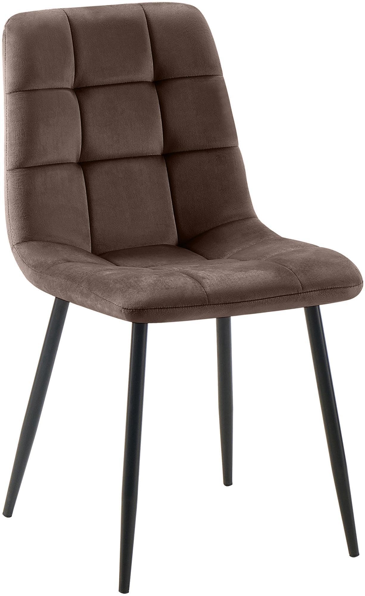 CLP Esszimmerstuhl Antibes | Samt | Gepolstert | Küchenstuhl | Metallbeine mit Bodenschonern | Belastbar bis 150 kg, Farbe:braun Angebot bei HelloDeals