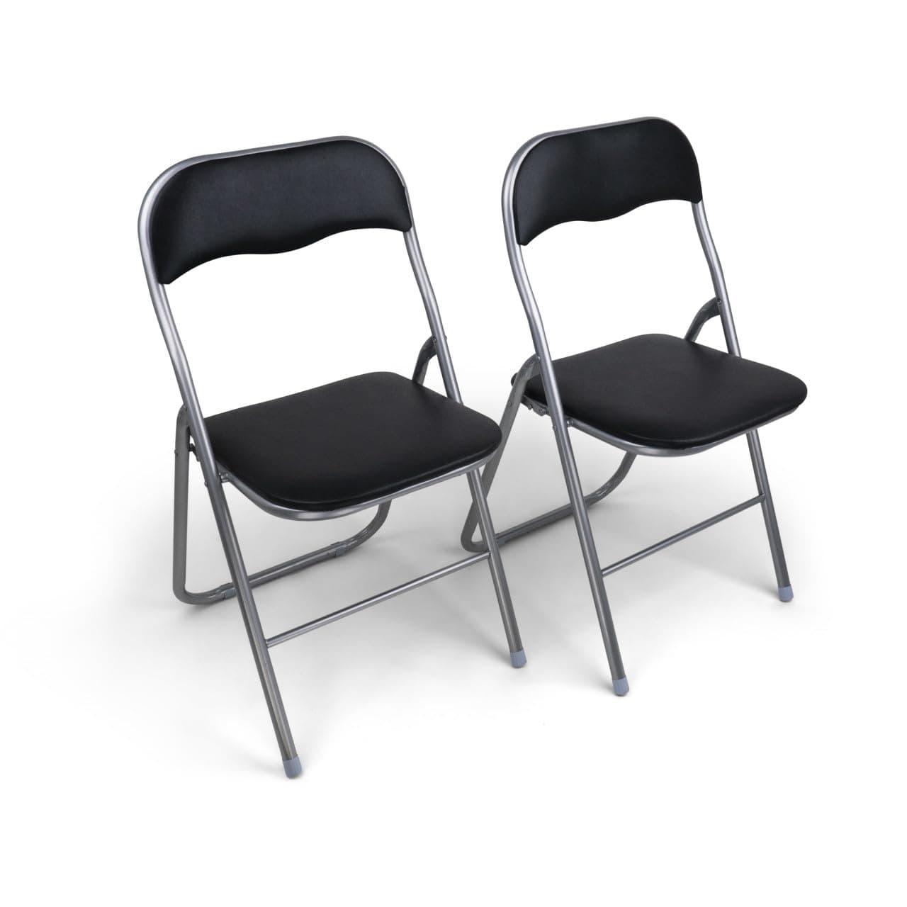 HAEST - Klappstühle 2er Set, Klappstuhl gepolstert mit Metallrahmen & Kunstleder, platzsparend, bis 150kg belastbar, Ideal als Küchenstühle & Gartenstühle, Silber-Schwarz Angebot bei HelloDeals