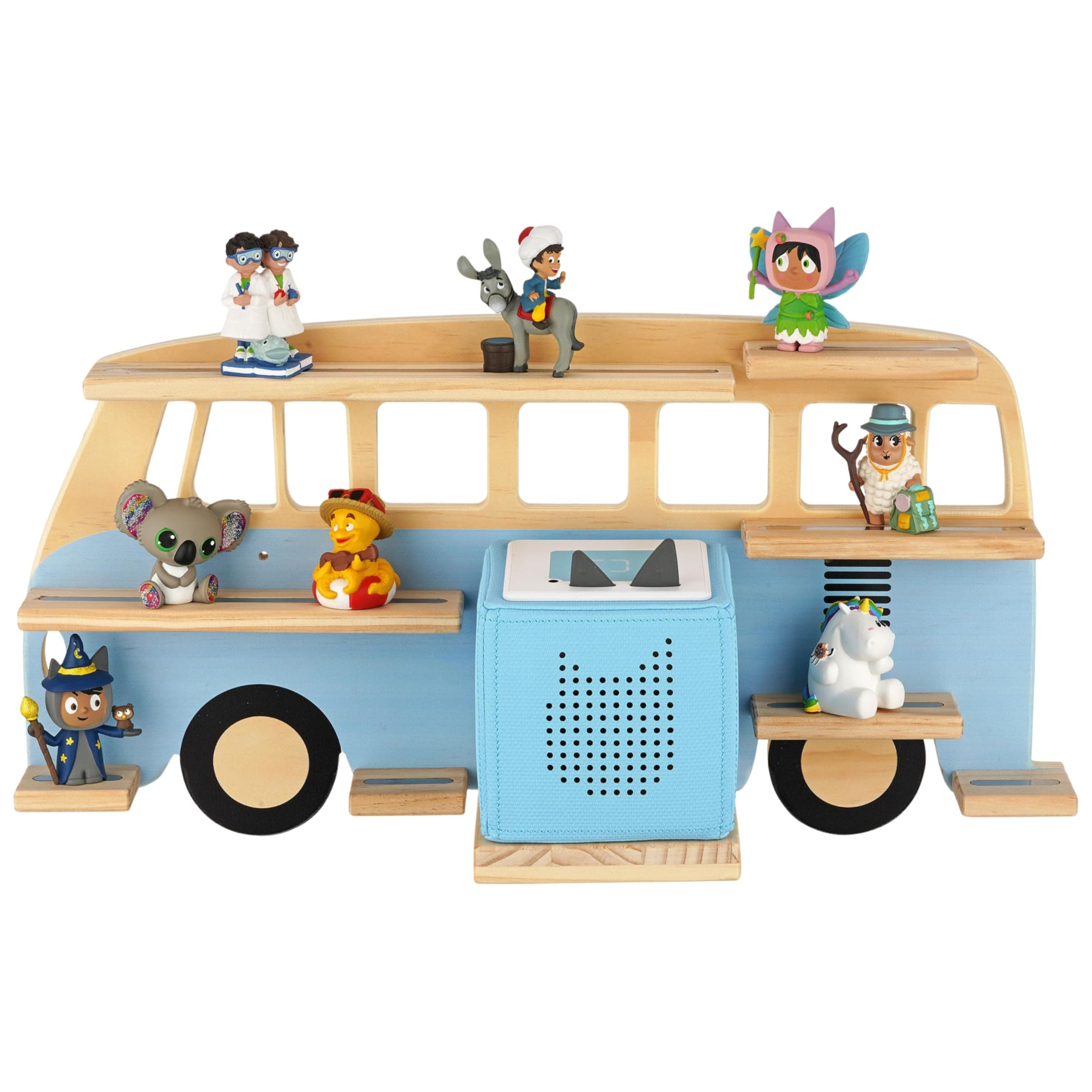 Little Goldie® Tonie Regal - für bis zu 32 Tonie Figuren (magnetisch) - Bus Motiv für Jungen und Mädchen - freistehend o. hängend - hellblau Angebot bei HelloDeals