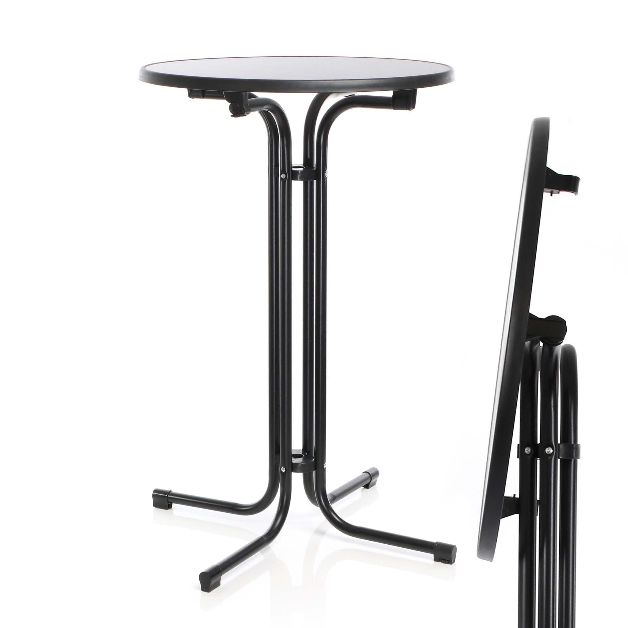 klappbarer Bistrotisch in Schwarz Ø70cm runder Stehtisch Indoor/Outdoor Klapptisch 110cm hoch Schwarz Ø 70 cm Angebot bei HelloDeals