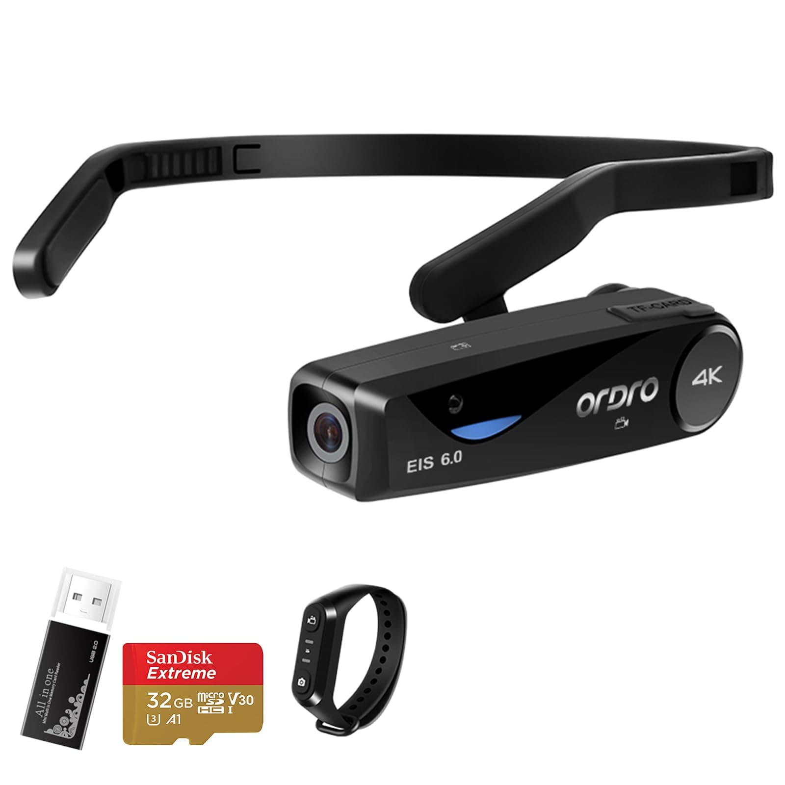 ORDRO EP6 Plus 4K Kopfmontierte Kamera Freihändiger Leichter tragbarer Mini-Camcorder Angebot bei HelloDeals