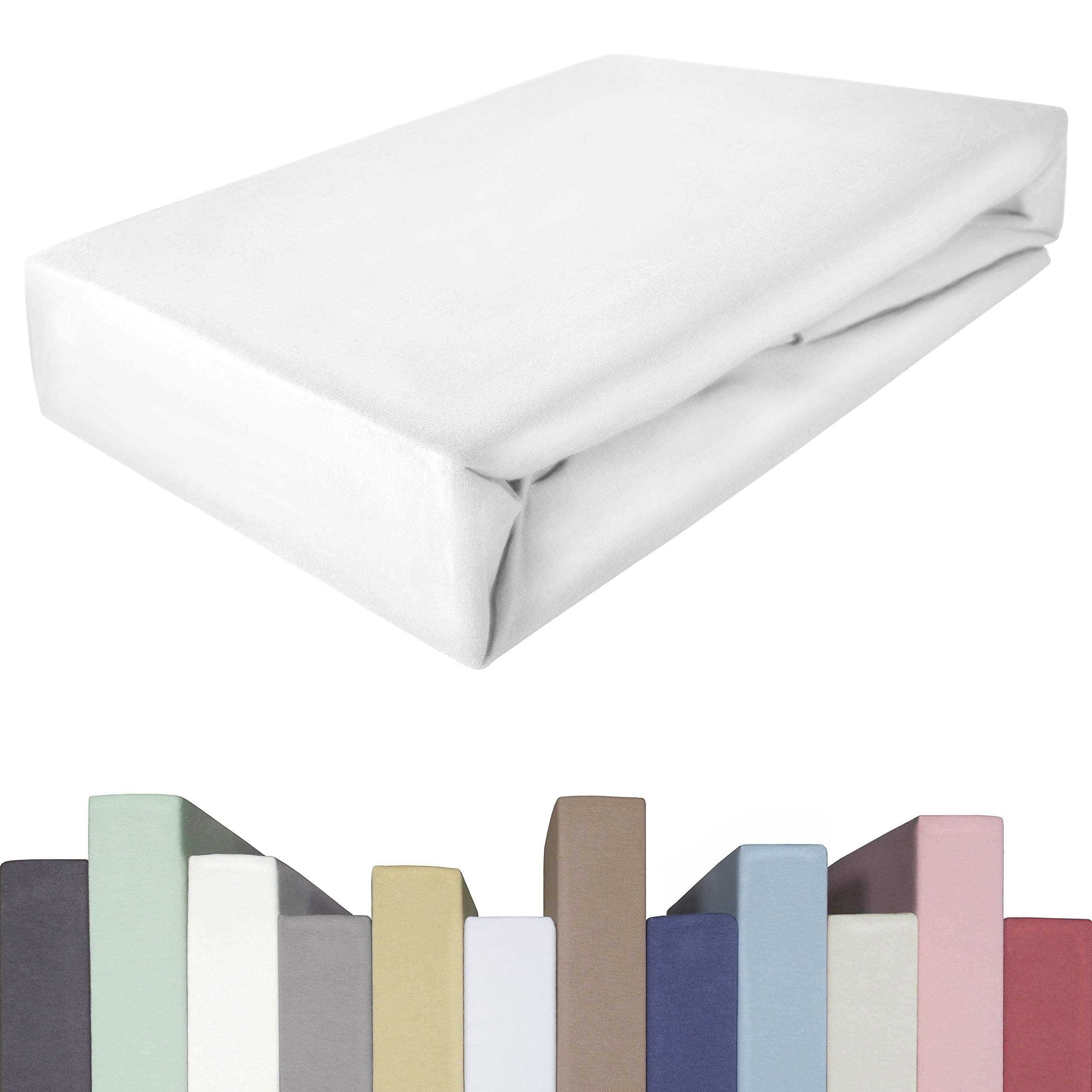 EDDA LUX Spannbettlaken für 20-40 cm hohe Matratzen, 180 x 200-220 bis 200 x 200-220 cm, Öko-Tex, Baumwolle m. 5% Elasthan, Premium Spannbetttuch für Boxspringbett, in Weiß 180 x 200 bis 200 x 220 cm Weiß Angebot bei HelloDeals