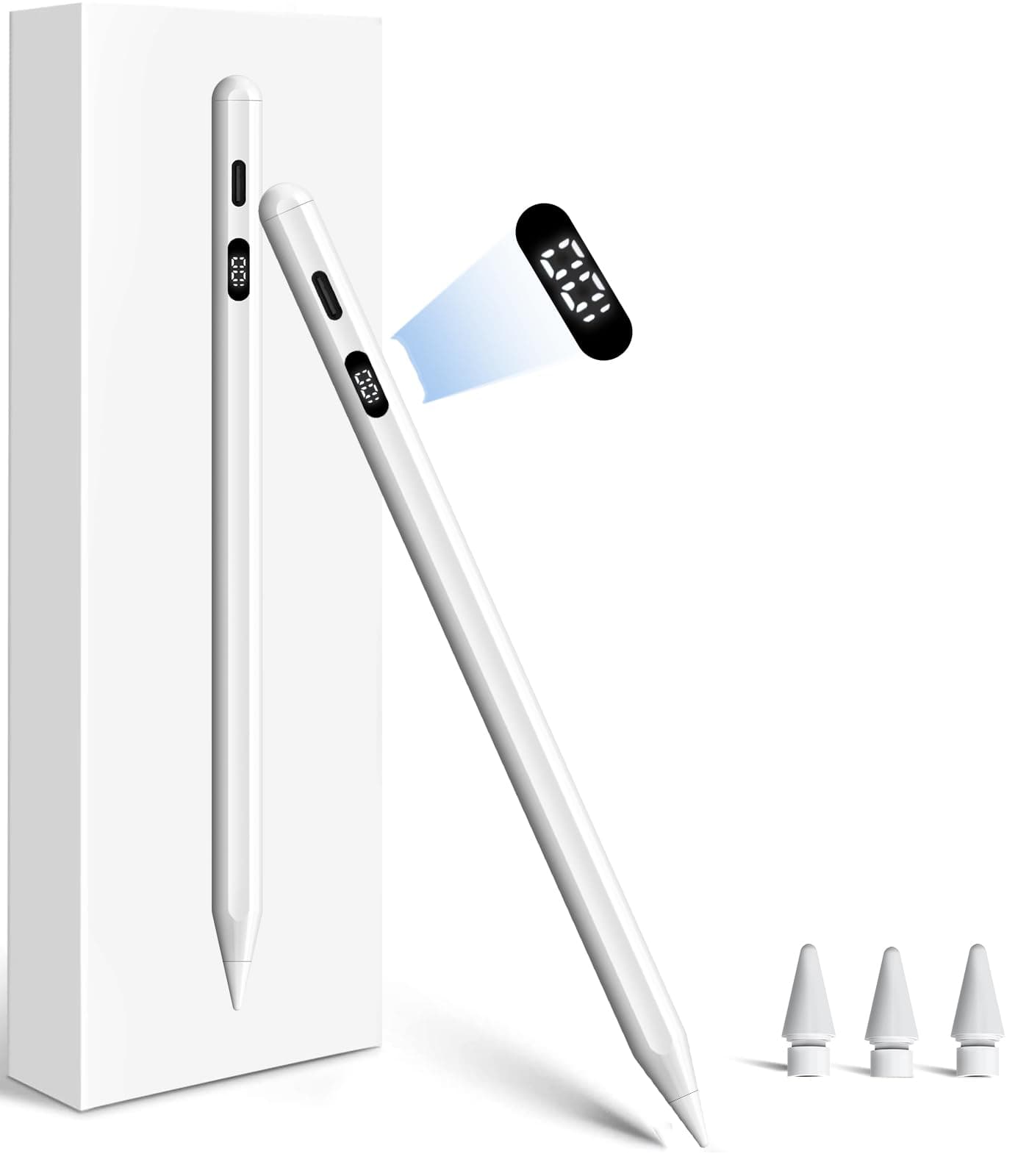 Pencil für iPad(2025-2018):Stift für iPad mit LED-Anzeige & USB-C Schnellladeleistung - Palm Rejection & Tilt Sensitivity - Stylus Pen für i-Pad 6-9 Gen - Pro 11"/12.9" - Air 3/4/5 - Mini 5/6 Weiß Angebot bei HelloDeals