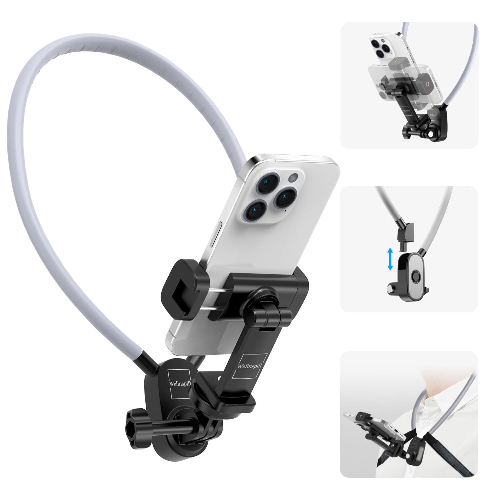 Freihändige POV! Neck Phone Holder für YouTube, TikTok & Vlogging, Vlog Neck Mount für iPhone Samsung Motorola und alle Handys Angebot bei HelloDeals