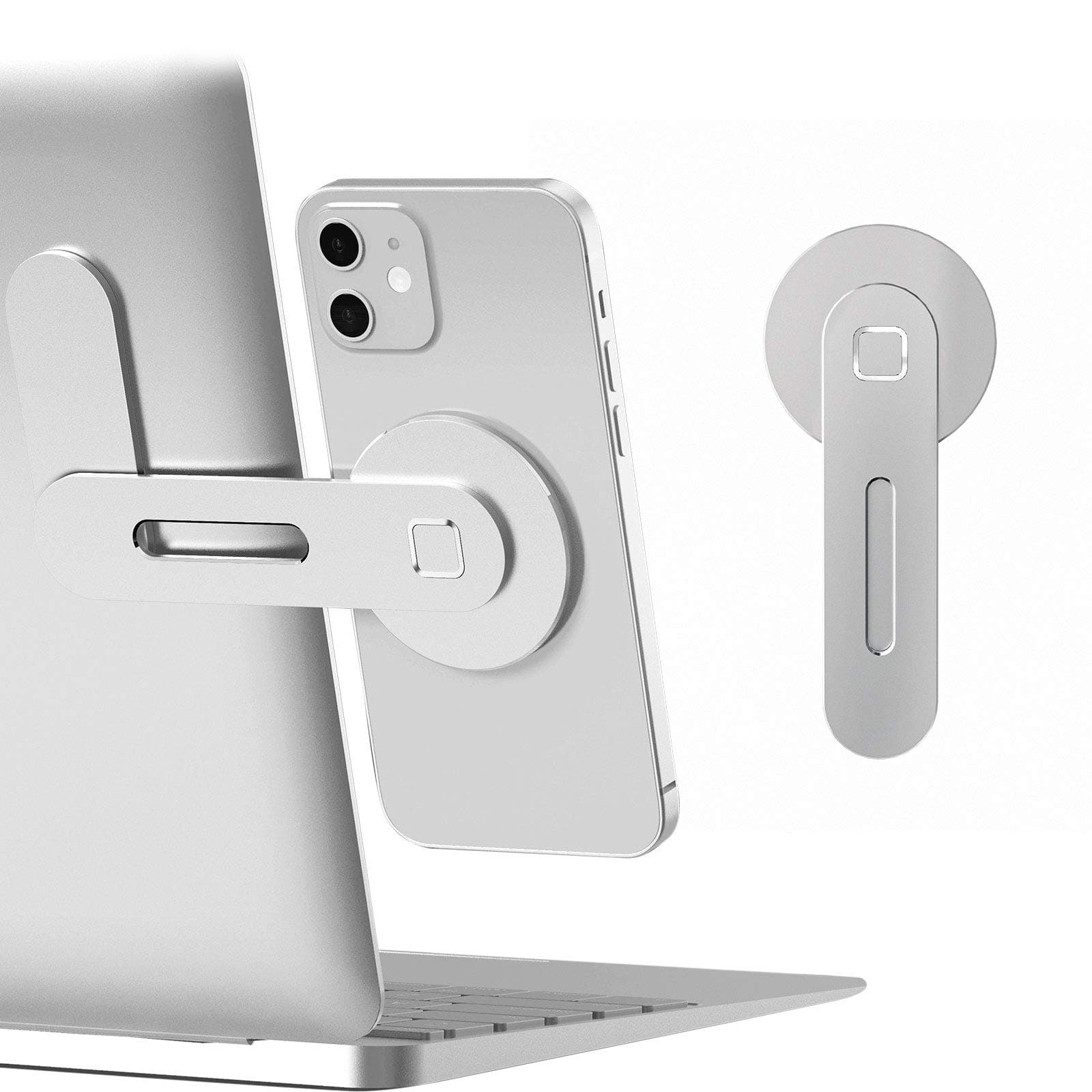 CloudValley Magnetische Handy Ständer, Handyhalterung für Laptop, Verstellbare Handy-Monitor-Seitenhalterung iPhone 15 Pro Max/ 14 Plus/ 13 Mini/ 12, Silber Angebot bei HelloDeals