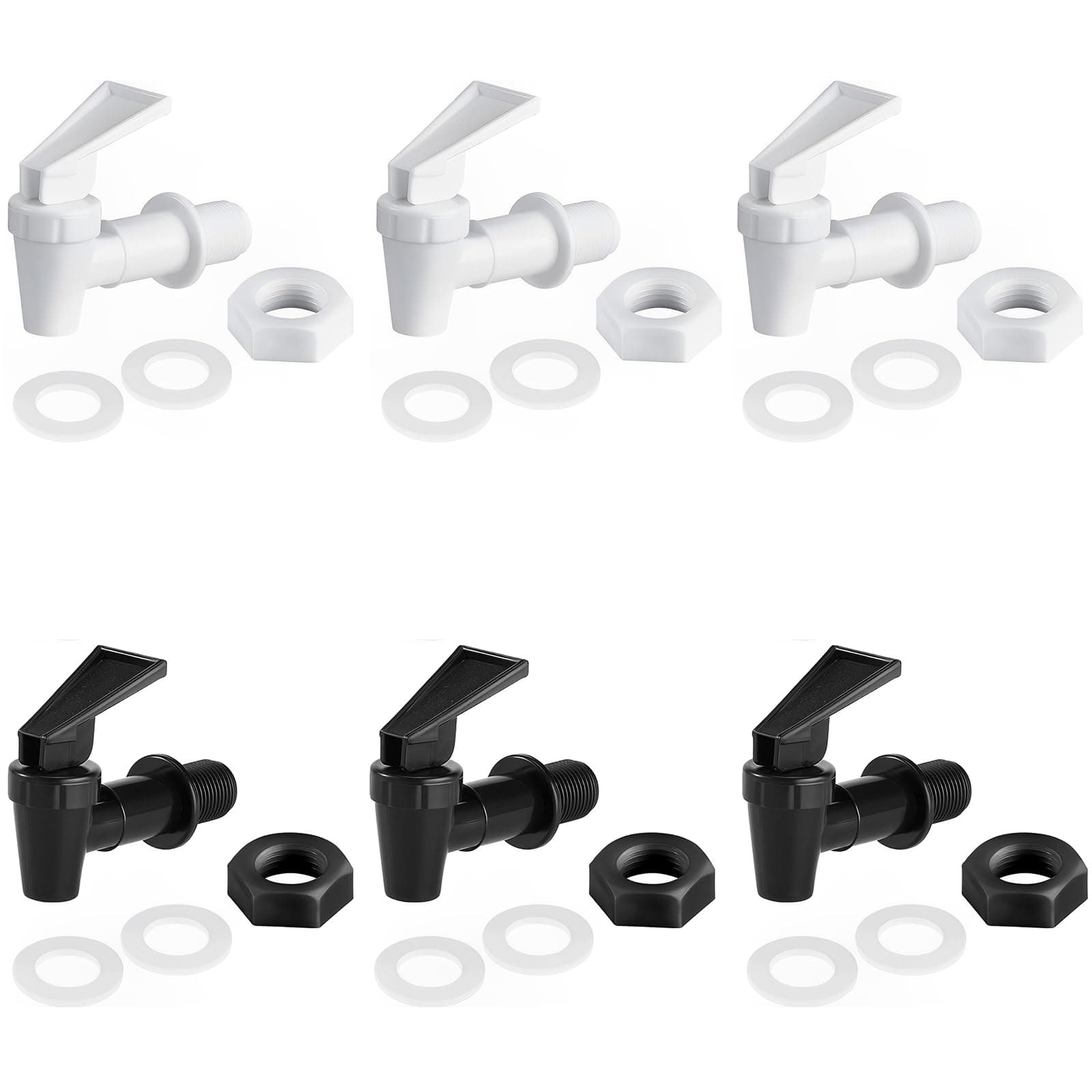 6 Stück Kunststoff Getränkespender Zapfhahn, Wasserspender Ersatzzapfen, Ersatzhahn Geeignet Für Kalte Und Heiße Getränke,Bierfass, Entsafter, Auslaufhahn(Schwarz/Weiß) Angebot bei HelloDeals