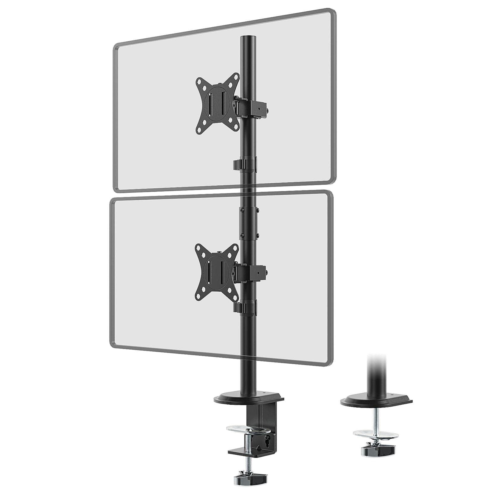 Monitor Halterung 2 Monitore, Extra hohe 80cm Pole Vertical Stack Bildschirmhalterung für 17-32 Zoll Monitore bis zu 9kg, Dualer Monitorständer mit Schwenk-Neige-Drehung Schwarz 17-32 inch Angebot bei HelloDeals