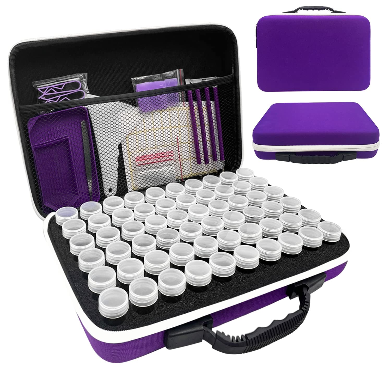 Diamond Painting Zubehör Boxen, 60 Stück Diamant Painting Aufbewahrungsbox Kits Werkzeug Set mit Stickers Tablett Stift Lila Mittel (60 Stück) Angebot bei HelloDeals