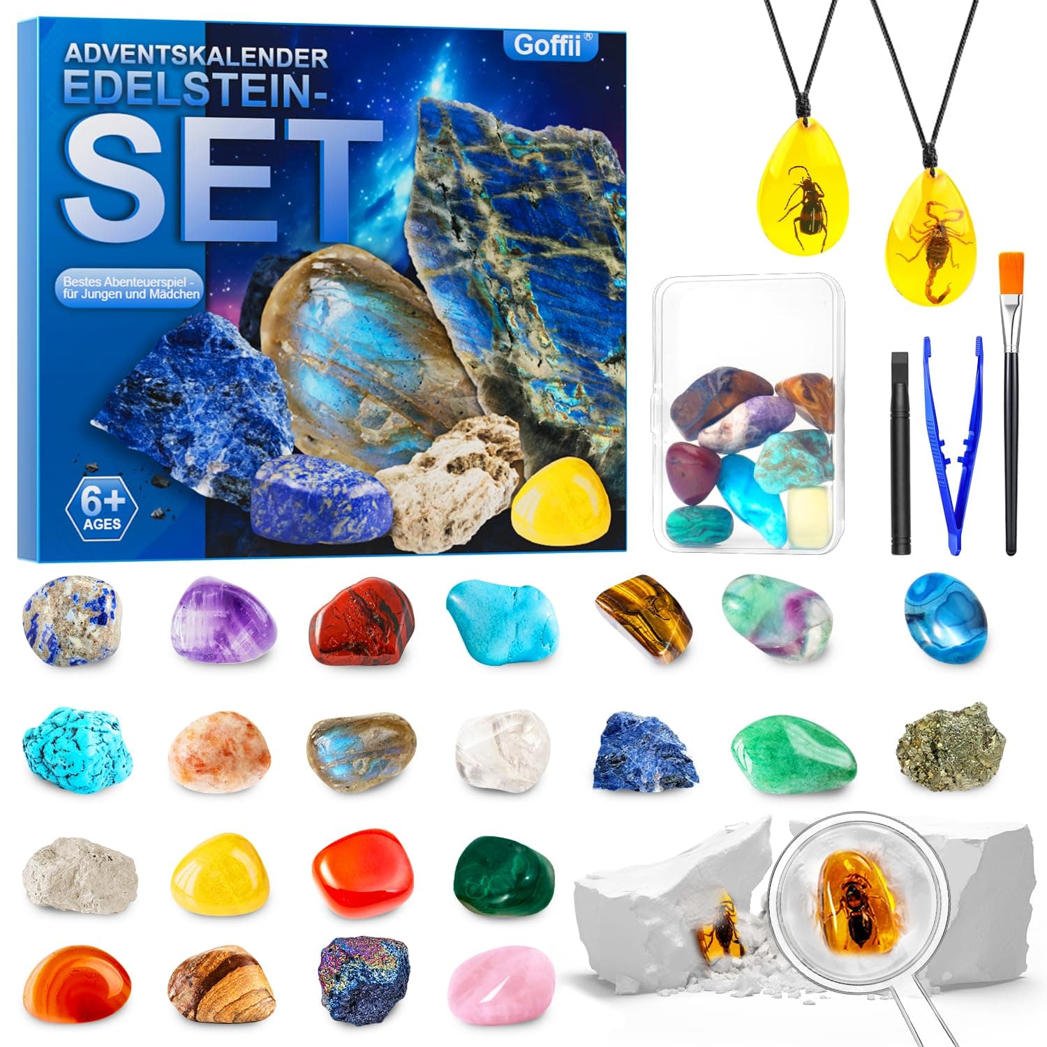 Adventskalender 2024 Kinder, 24 Tage Weihnachts Adventskalender Countdown, Natürliche Edelsteine Mineralien Weihnachtsgeschenke für 6 7 8 9 10, 12 Jahre Jungen Mädchen Angebot bei HelloDeals