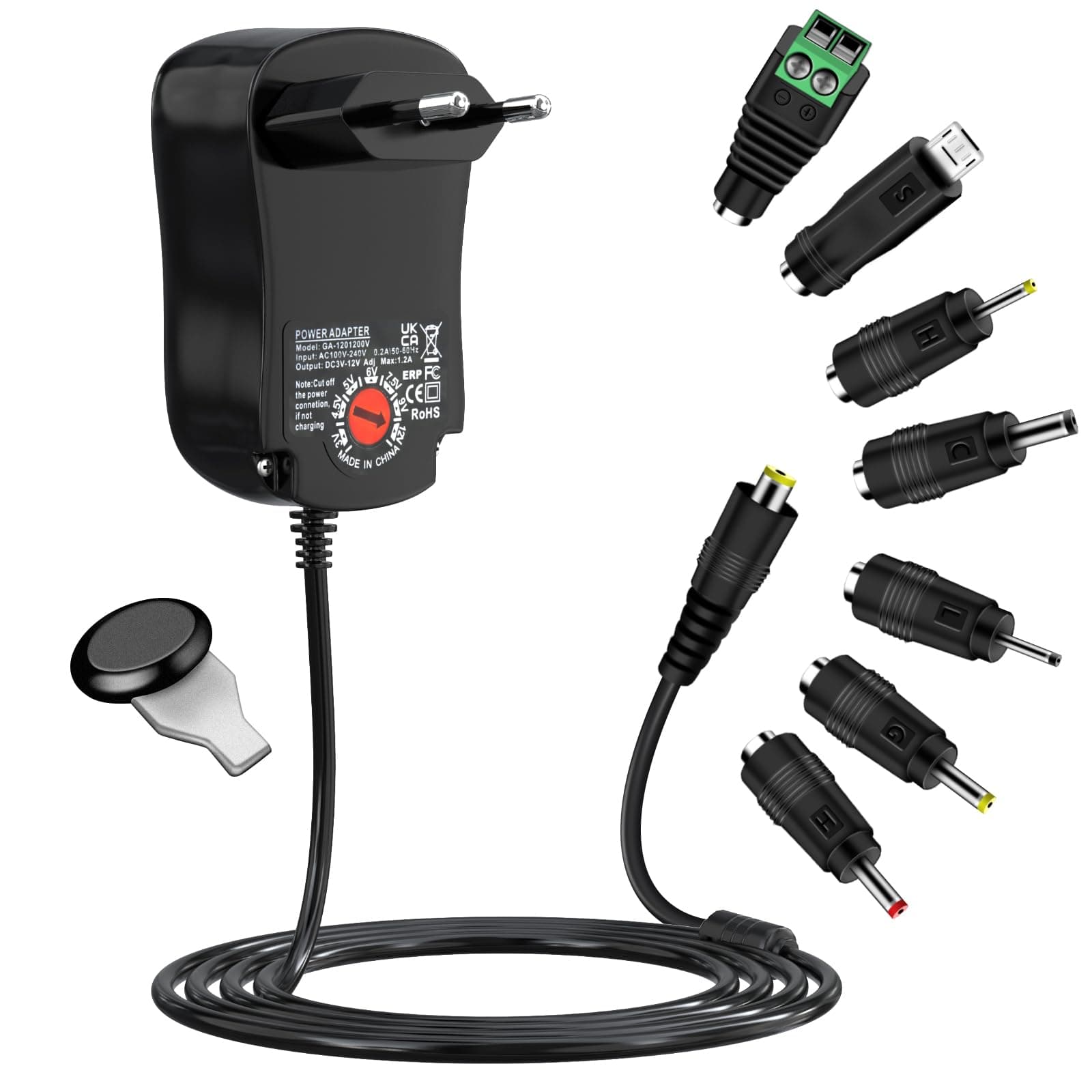 Universal Netzteil 3-12V, Cshare 12W AC zu DC 3V 4.5V 5V 6V 7.5V 9V 12V 1A 1,2A Schaltnetzteil, Adapter Schaltnetzteil mit 7 Tipps für 3V bis 12V Haushaltselektronik LED Streifen Router Angebot bei HelloDeals