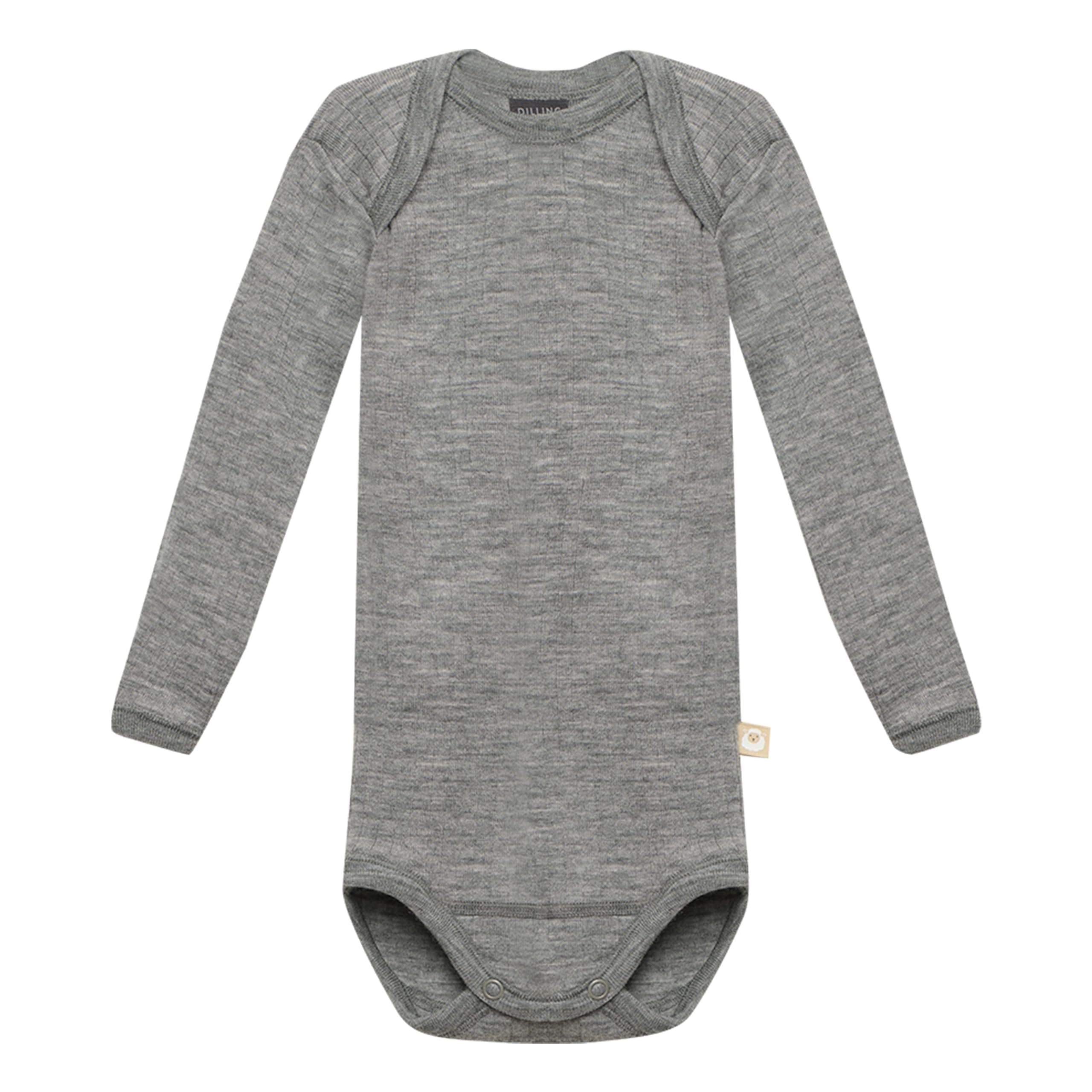 Dilling Gerippter Baby Body aus 100% BIO-Merinowolle 80 Graumeliert Angebot bei HelloDeals