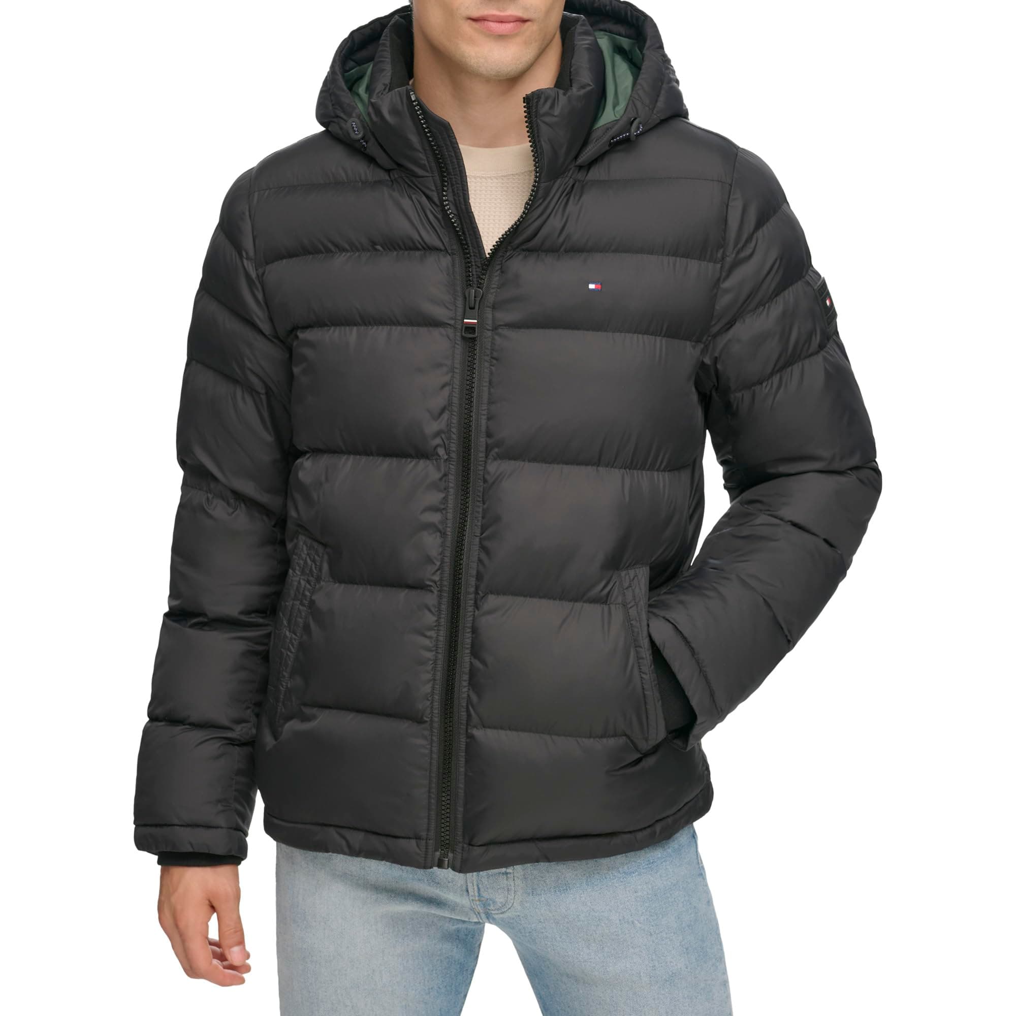 Tommy Hilfiger Herren-Steppjacke mit Kapuze M Tiefschwarz Angebot bei HelloDeals