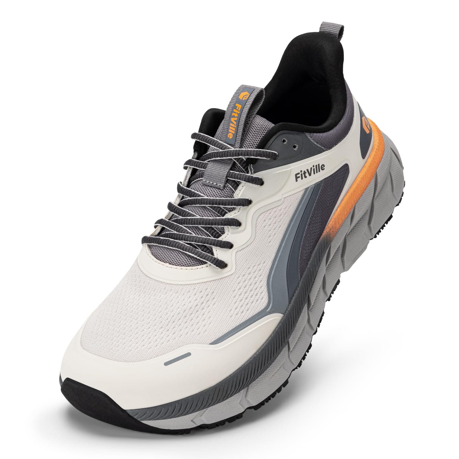 FitVille Extra Weit Laufschuhe Herren Sportschuhe Atmungsaktive Traillaufschuhe Leicht Joggingschuhe Walking Schuhe Gr.40-50 46 EU Weit Farbverlauf Grau Orange Angebot bei HelloDeals