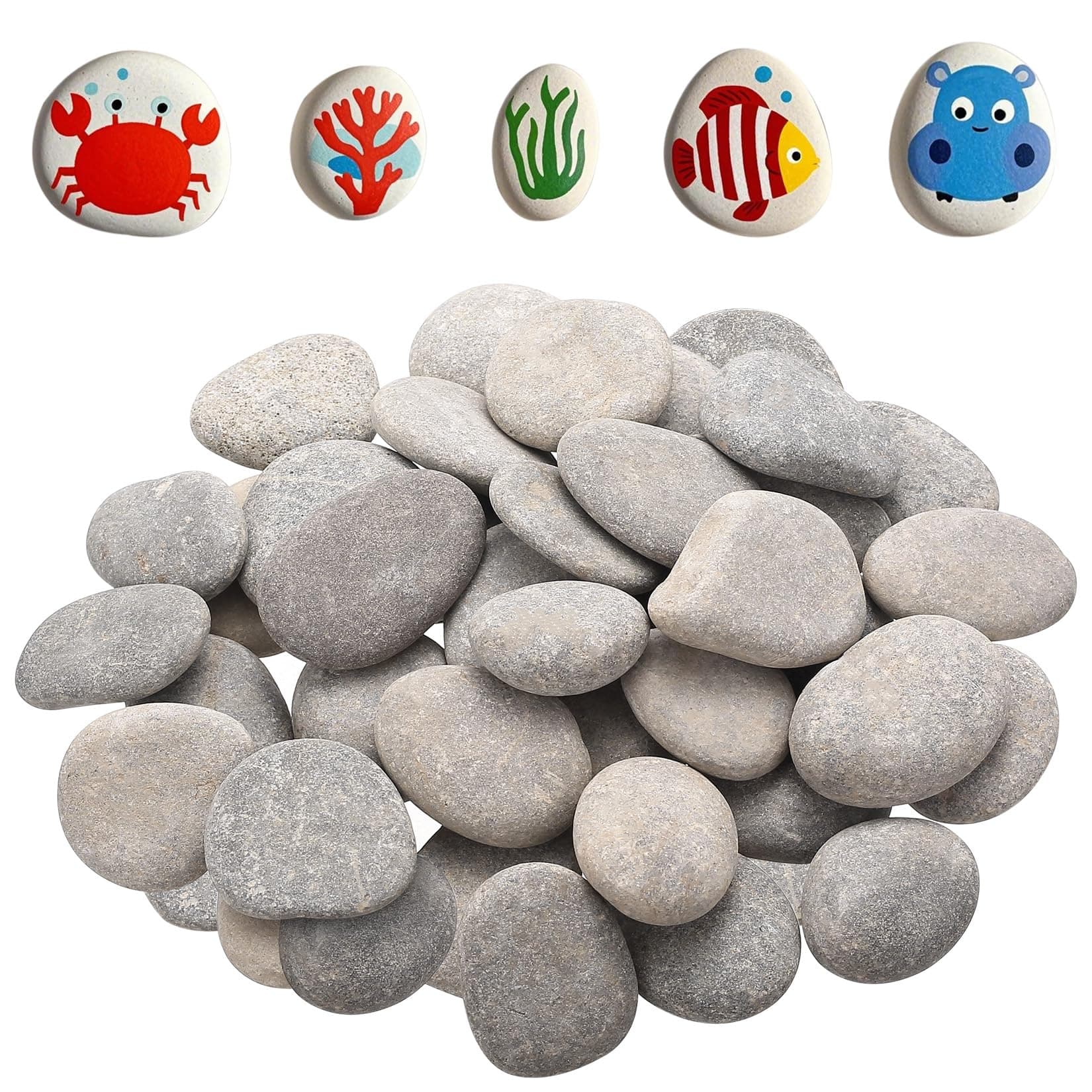 40 Stück Kieselsteine zum Bemalen Flache Steine zum Bemalen, 3-5 cm groß Gemalter Kies Dekosteine, Naturstein zum Basteln für Strand Kiesel Bunte Malerei Dekosand Dekoration Angebot bei HelloDeals