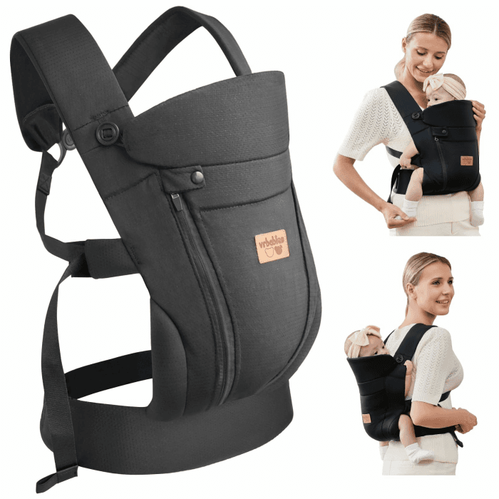 Babytrage für Neugeborene ab Geburt,Ergonomische,mit Verstellbarer Gürtel,Baby Bauchtrage Rückentrage,Leicht&Atmungsaktiv-4-15kg(Schwarz - mit Gürtel) Schwarz Upgraded - mit Gürtel Angebot bei HelloDeals