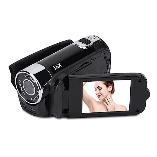 Videokamera Camcorder, Full HD 16X Digitalzoom Camcorder Kamera, 270 Grad Drehung, Vlogging Kamerarecorder DV Kamera mit 1 Akku für Unterwegs (Schwarz) EU-Stecker Schwarz Angebot bei HelloDeals