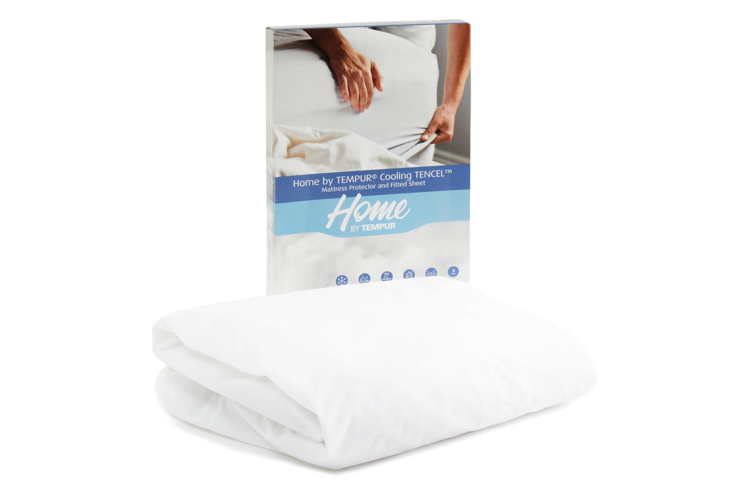 Tempur, Home by TEMPUR Thermoregulierender Matratzenschoner, Super-King-Size-Bett, 180 x 200 cm, 2-in-1-Matratzenschoner und Spannbetttuch, kühlendes Tencel, Weiß Superking, 180x200cm Weiß Angebot bei HelloDeals