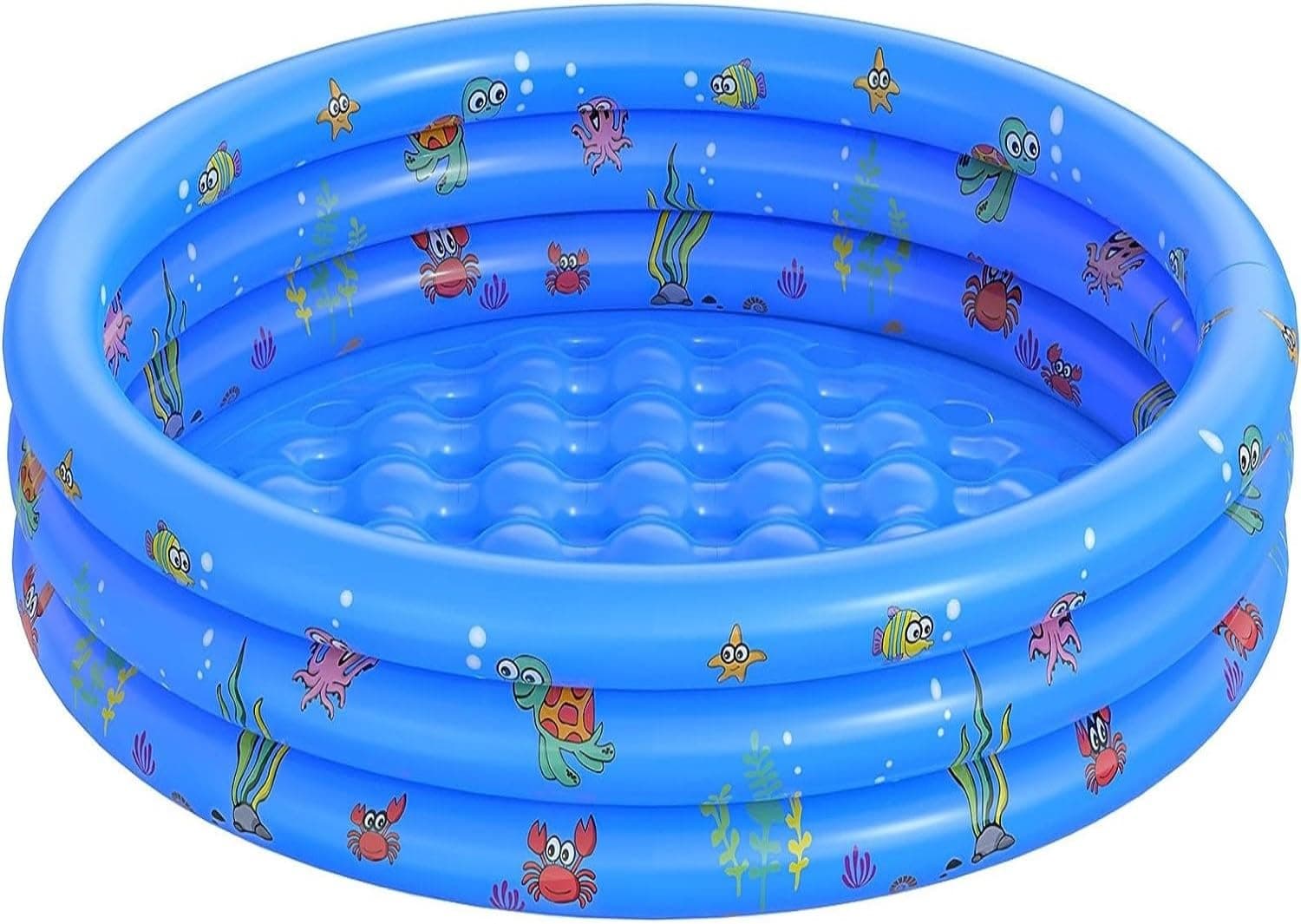 LATERN Planschbecken für Kinder, 100CM x 40CM Aufblasbar Baby Schwimmbad 3 Klingeln PVC rutschfest Bade Wannenpools für Kinder Familie Outdoor Garten Hinterhof Wasserspiel (Blau) Angebot bei HelloDeals