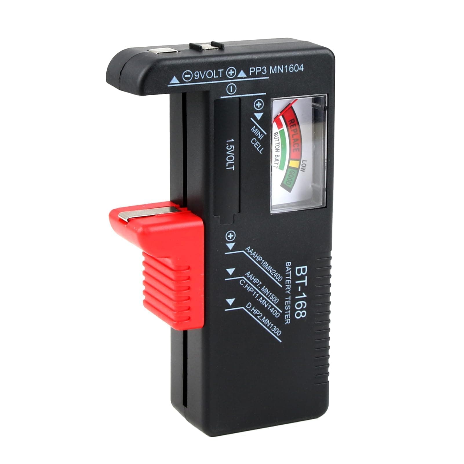 Batterietester für verschiedene Batterietypen,Universal Batterietester für AAA,AA,C,D Batterie Tester,Schnelles Batteriemessgerät Für 9V/1,5V Batterie& Knopfzellenbatterie(Modell: BT-168) Angebot bei HelloDeals