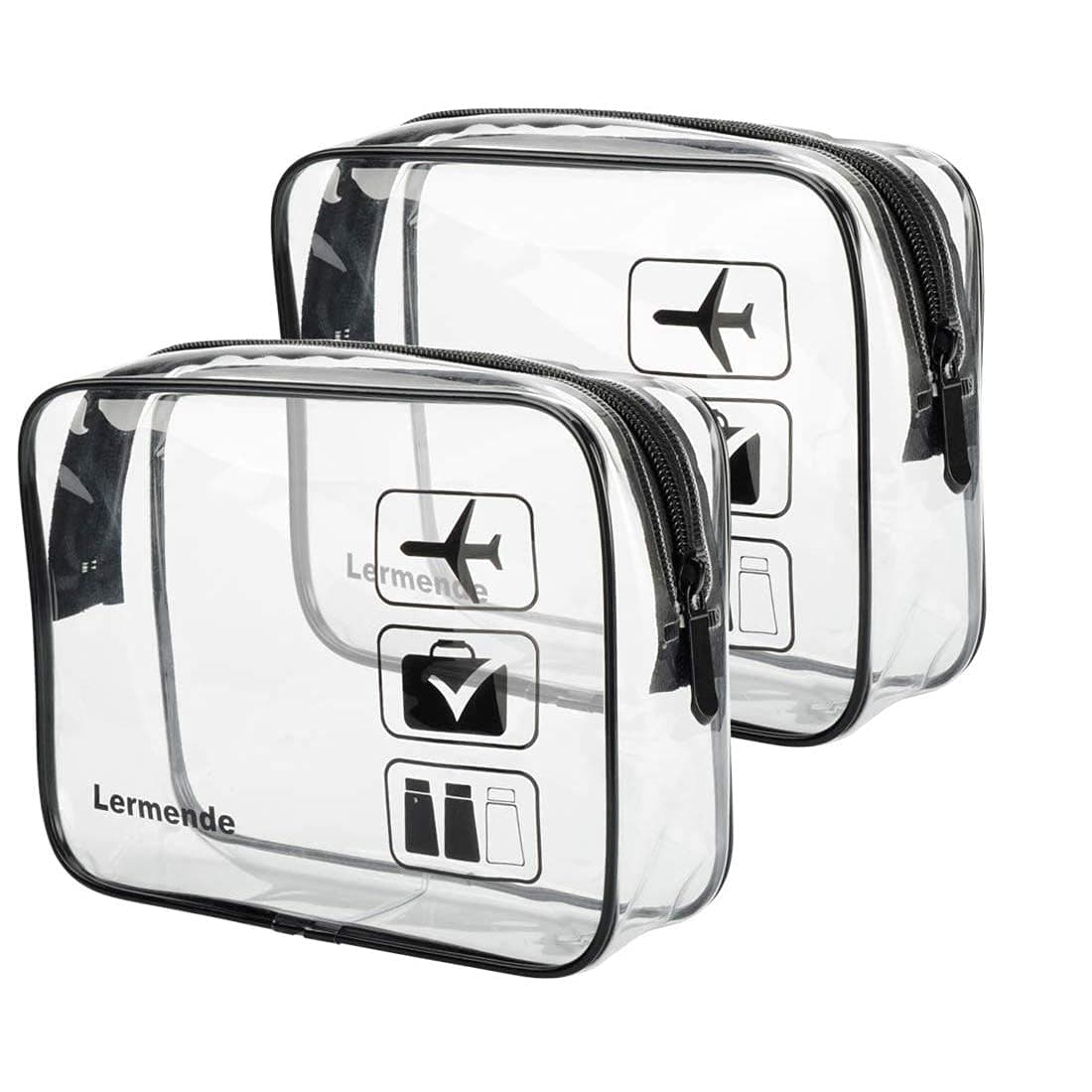 Lermende Transparente Kulturtasche, Flüssigkeiten Beutel Handgepäck TSA-geprüft Kosmetiktasche,Transparente Tasche Flughafen-konforme Tasche,Reisebeutel Flugzeug 1 Liter. 2black 2 Pack Angebot bei HelloDeals