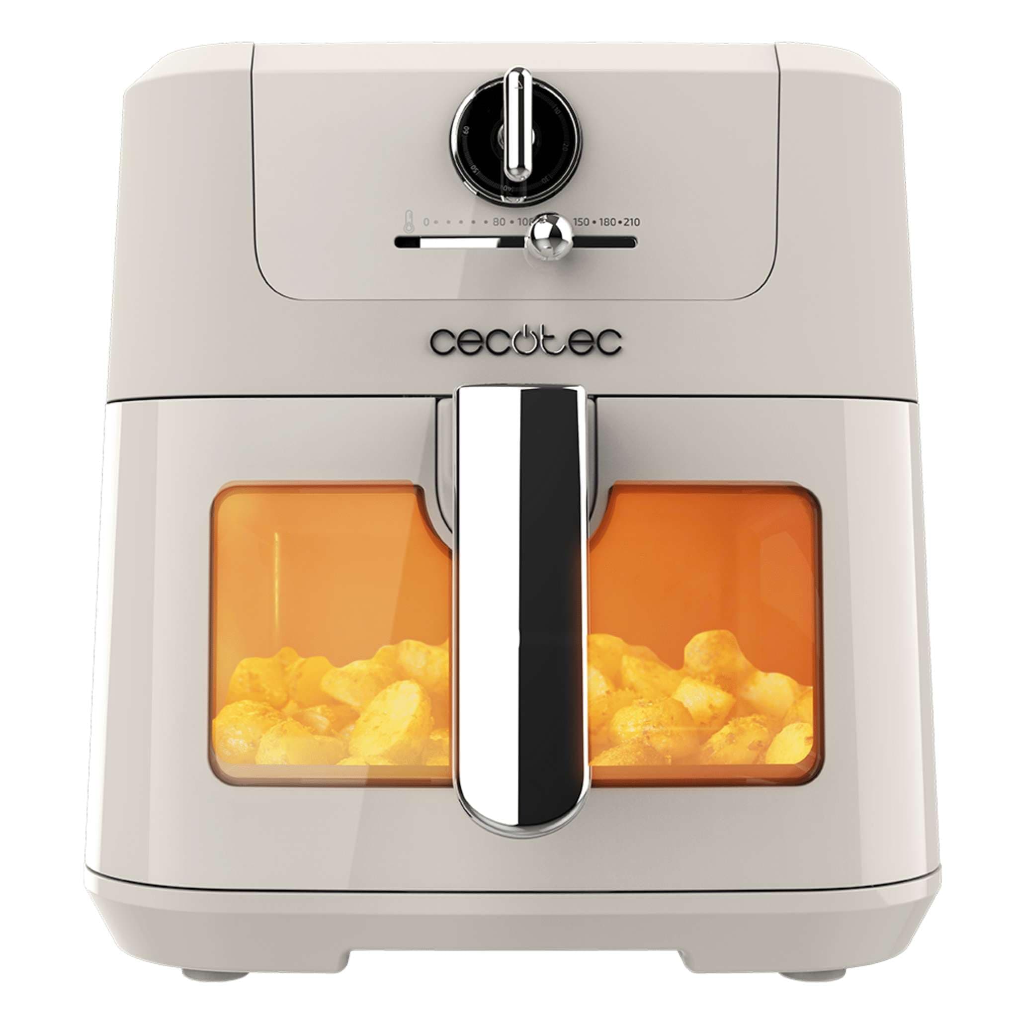 Cecotec Heißluftfritteuse ohne Öl 5 L mit Air Fryer Cecofry Antique 5000 Window. 1500 W, Digital, 5-L-Bereich und PerfectCook-Technologie, Retro-Design in Weiß Beige | Fenster Angebot bei HelloDeals