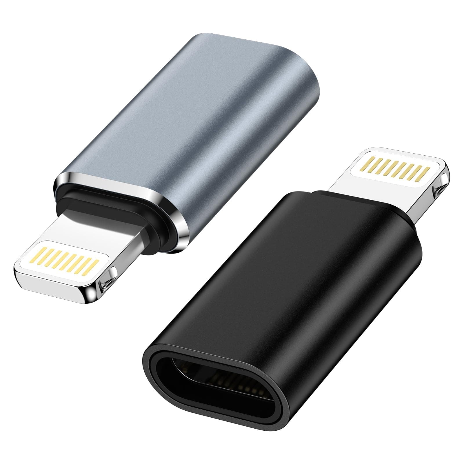USB C auf Lightning Adapter,2 Stück Lightning USB C Adapter, Unterstützt Laden/Datensynchronisation iPhone Adapter für iPhone 14/13/12/11,Nicht für Kopfhörer/Audio/OTG Schwarz+Grau Angebot bei HelloDeals