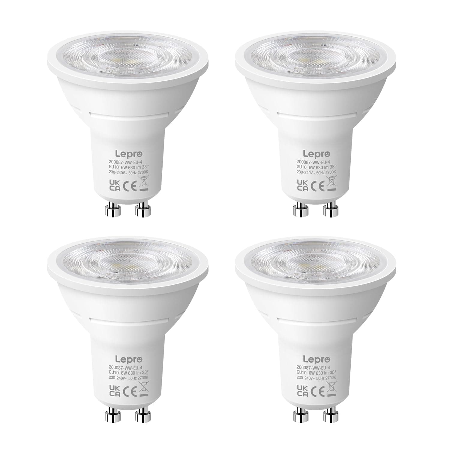 Lepro GU10 LED Warmweiss 6W Lampe, 2700K Warmweiß, 630 Lumen, 38° Abstrahlwinkel, Nicht dimmbar Reflektorlampe, Energiesparendes GU10 LED Leuchtmittel für Wohnzimmer, Küche, Schlafzimmer,4 Stück 4 Warmweiß 2700k Angebot bei HelloDeals