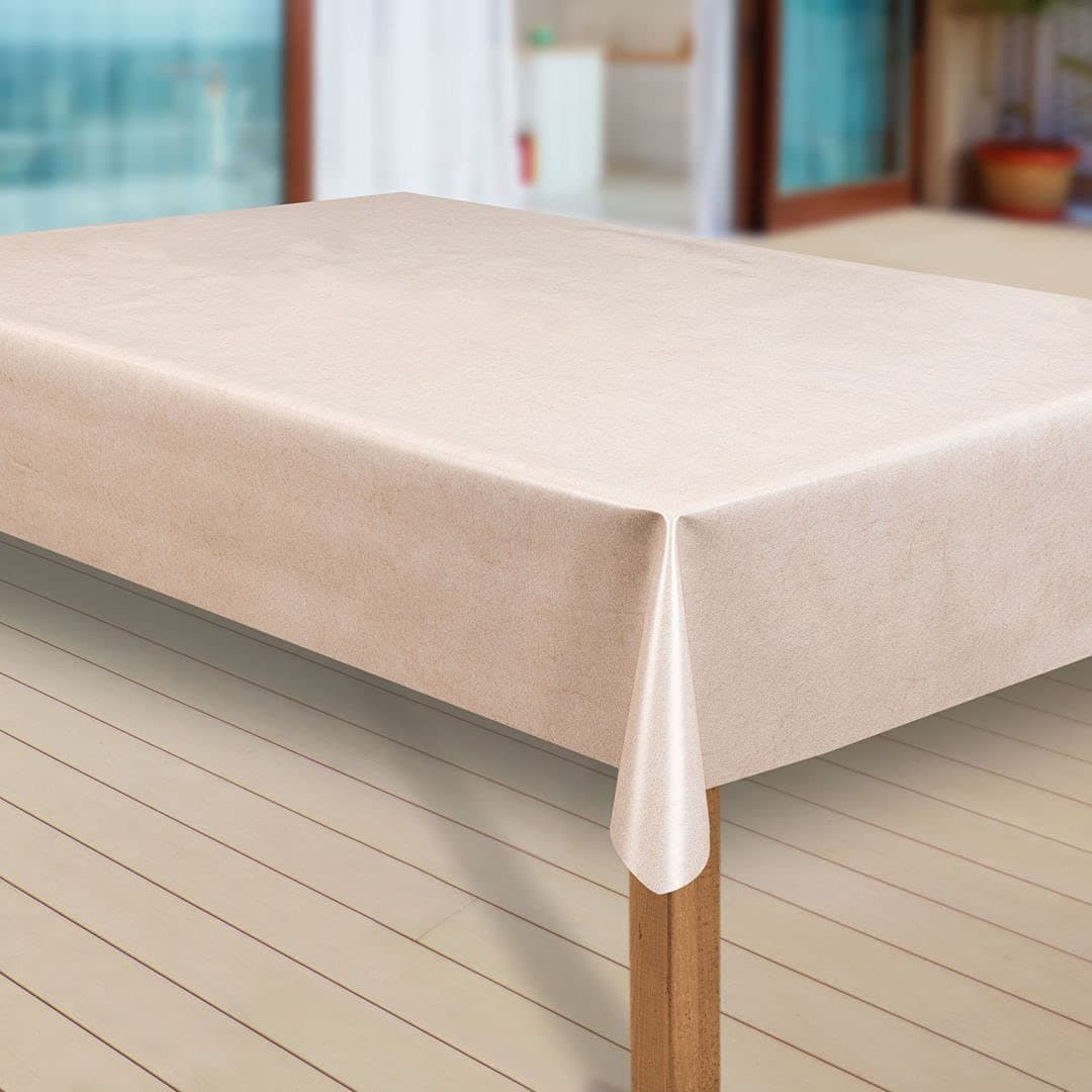 laro Wachstuch-Tischdecke Abwaschbar Garten-Tischdecke Wachstischdecke PVC Plastik-Tischdecken Eckig Meterware Wasserabweisend Abwischbar, Muster:Uni Creme-beige meliert, Größe:100x160 cm Angebot bei HelloDeals