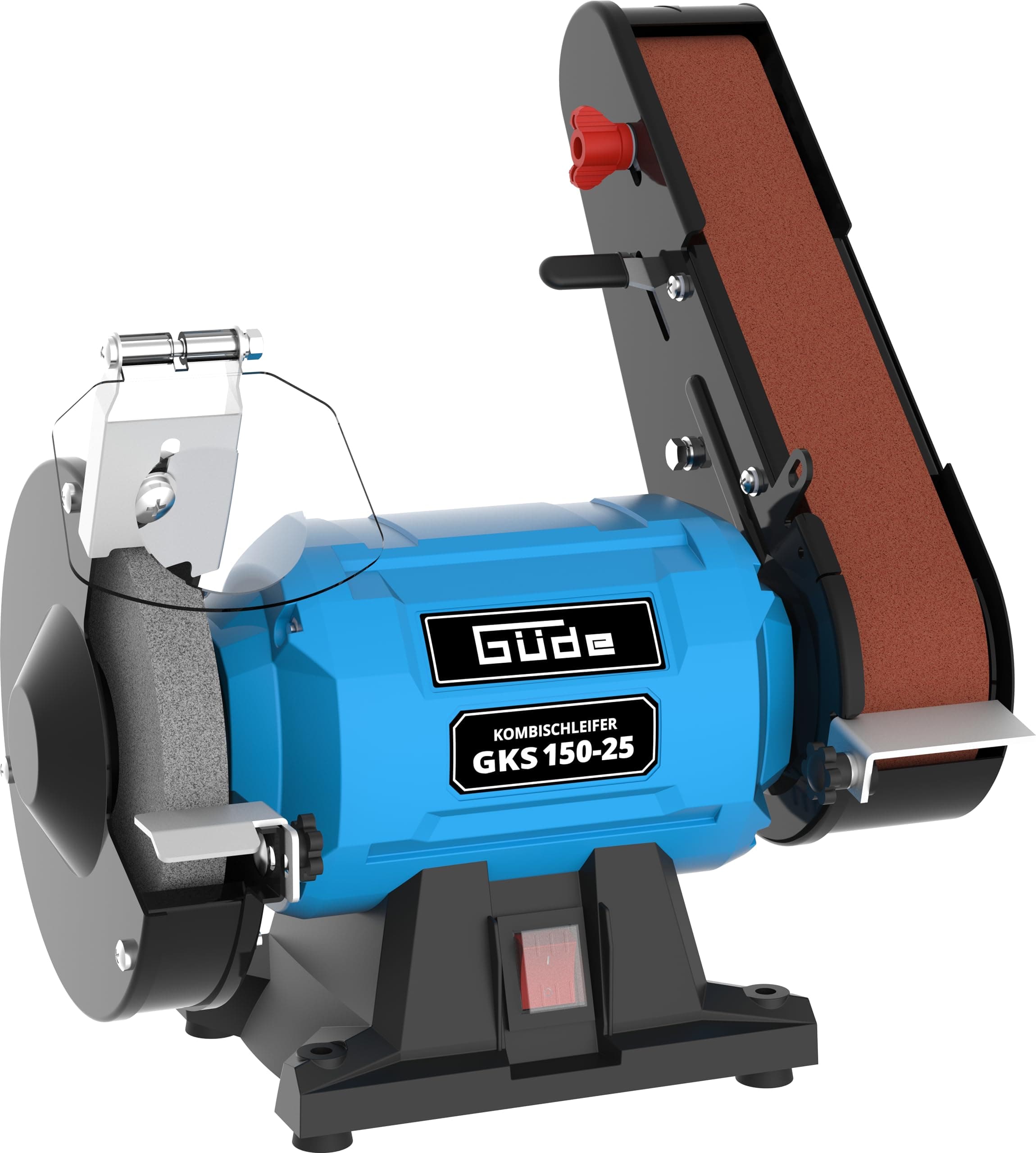 Güde Kombischleifer GKS 150-25 (250 W, 2980 1/min, Kondensatormotor, stabiler Maschinenfuß, Funkenschutzeinrichtung einstellbar, Feinschleifscheibe ø 150 mm 36 K, Schleifband 50x686 mm 80 K) Angebot bei HelloDeals