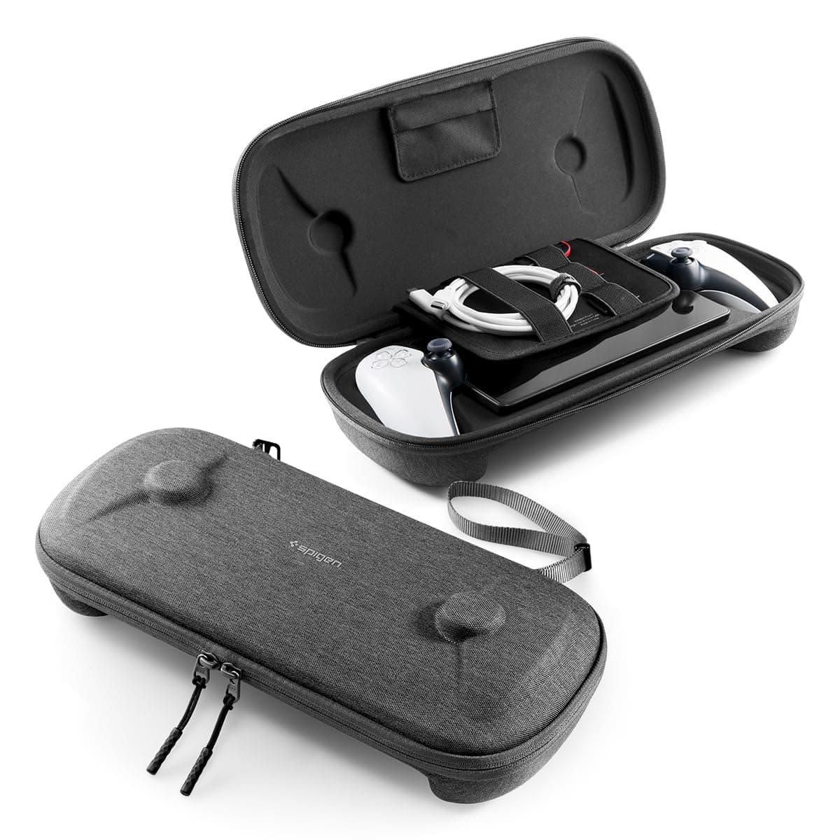 Spigen Klasden Tasche Kompatibel mit PlayStation Portal Remote Player Pouch Zwei Trageoptionen und Handschlaufe - Anthrazitgrau Angebot bei HelloDeals