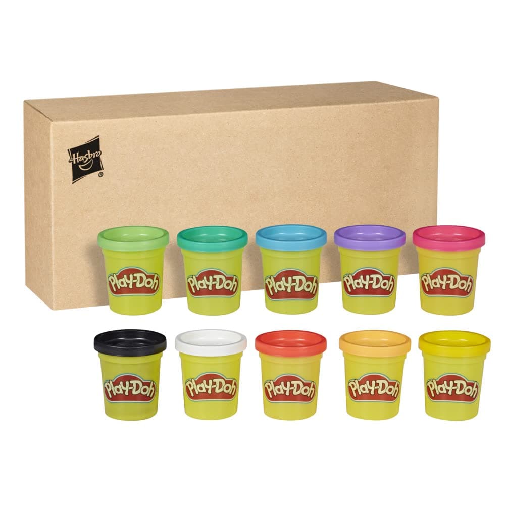 Play-Doh Rainbow Pack 10 x 56g Dosen, Bastel-Set mit hochwertiger Knetmasse in 8 fröhlichen Farben, fördert die Feinmotorik und das Gestalten, kreatives für Kinder ab 2 Jahren 10 pack Angebot bei HelloDeals