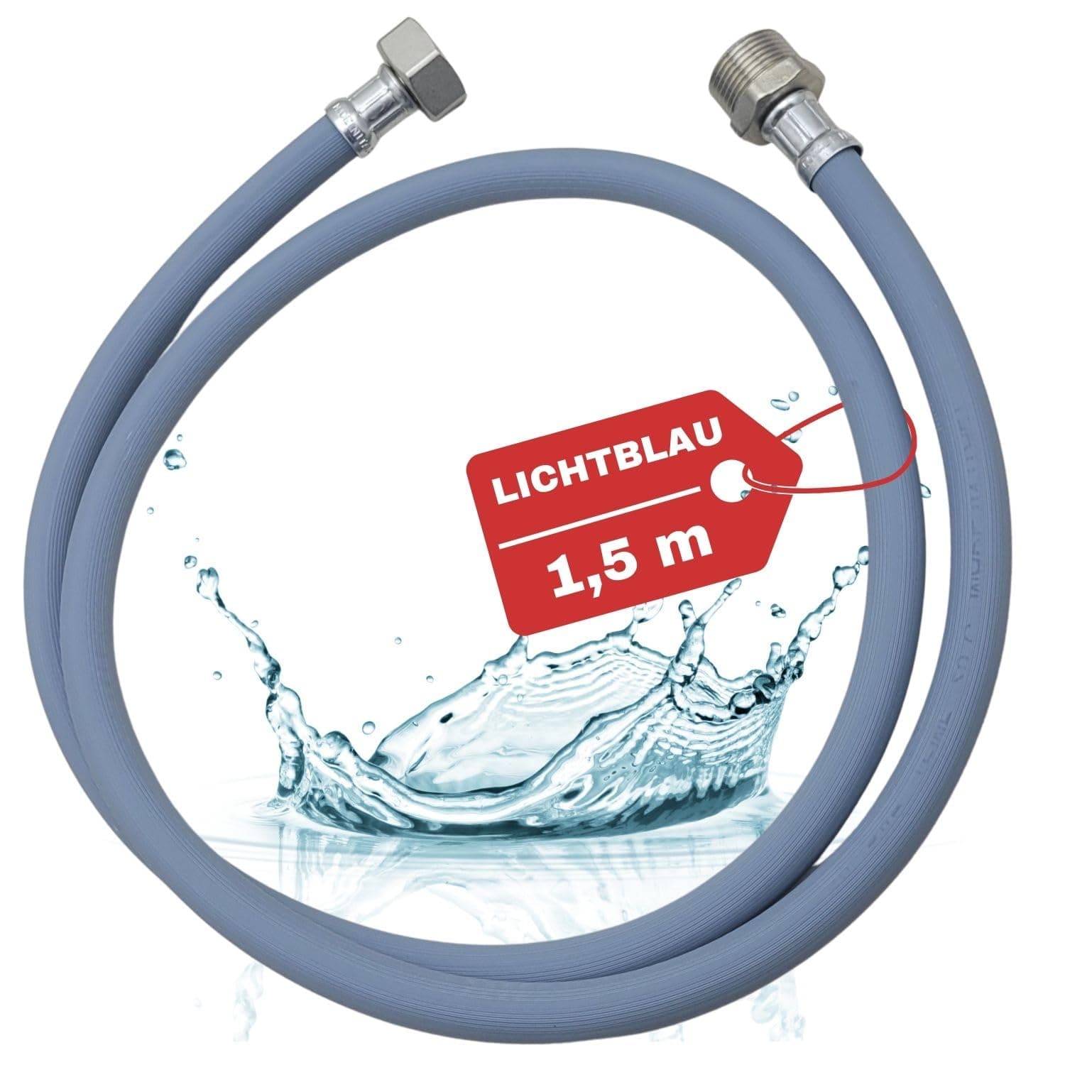 LICHTBLAU Zulaufschlauch Verlängerung mit Metallgewinde I 1,5m I Waschmaschine Geschirrspüler Anschluss I 3/4 Zoll I Verlängerung für Wasserzulaufschlauch universell verwendbar Hersteller unabhängig Angebot bei HelloDeals