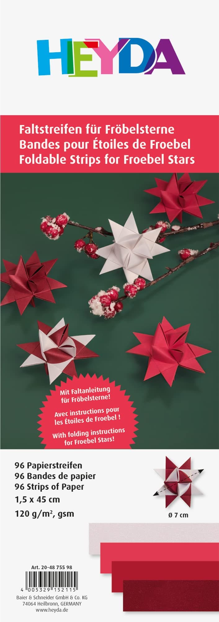 Heyda Faltstreifen-Set für Fröbelsterne 1,5 x 45 cm rot Angebot bei HelloDeals