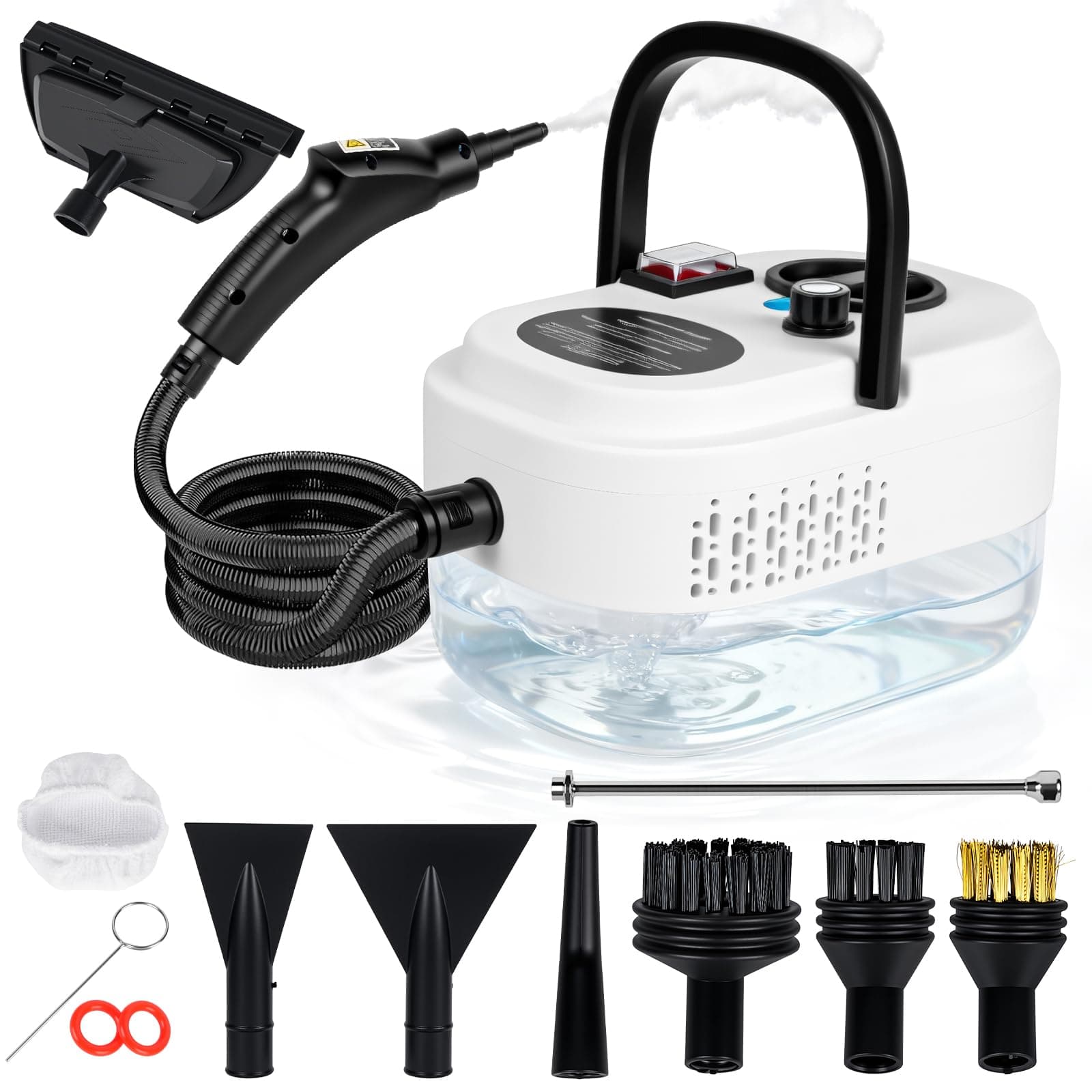 2500W Dampfreiniger mit 6-Stufen-Regulierung – 105°C Hochtemperatur-Dampf, 4.5 BAR Druck, 1200ml Wassertank & 15s Schnellaufheizung – Multifunktions-Düse für Haushalt, Auto & Polster Angebot bei HelloDeals