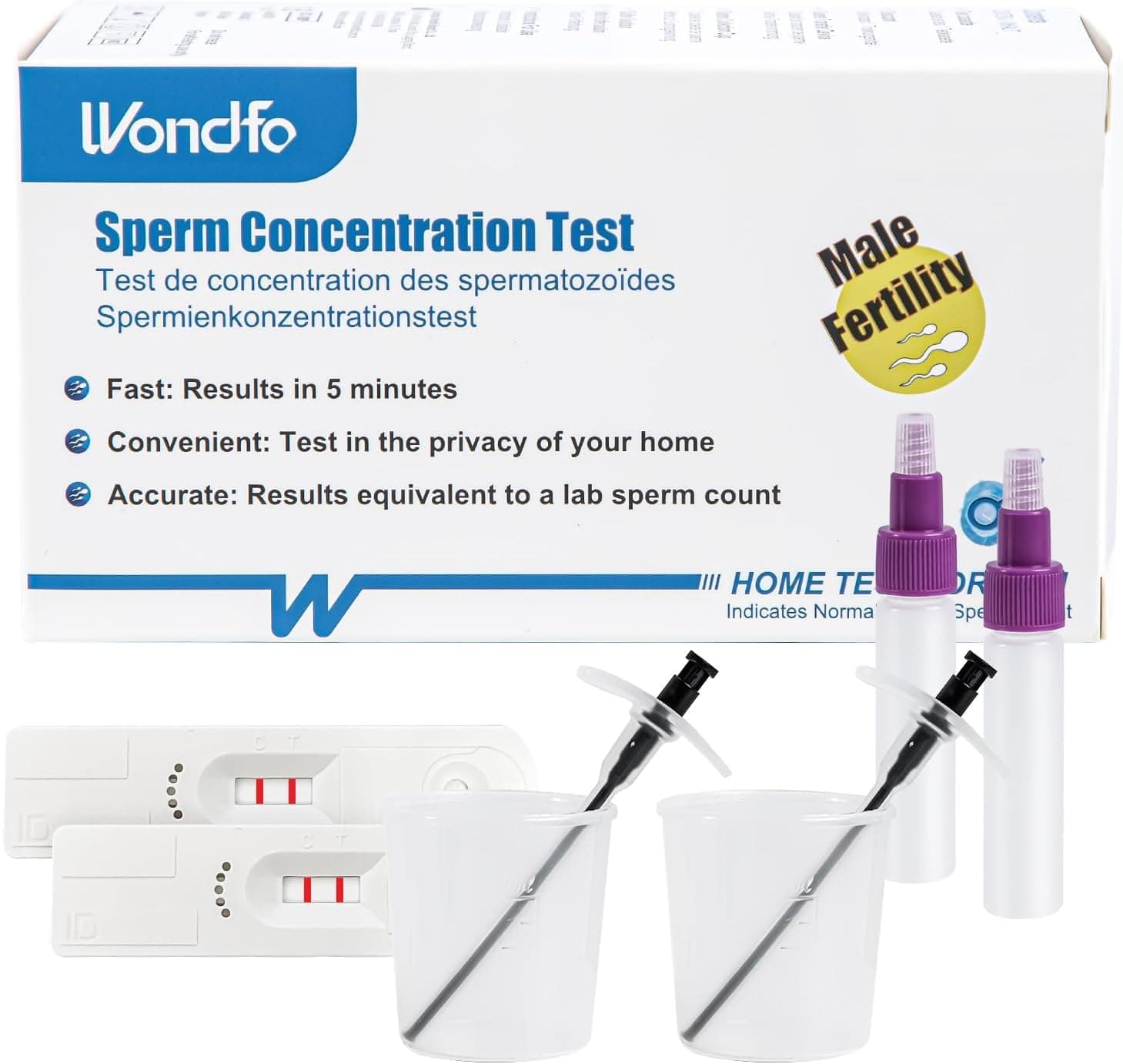 Wondfo Spermatest für Männer, 2 Stück Fruchtbarkeitstest für Männer, Einfacher Heimtest mit Hoher Genauigkeit zur Beurteilung der Spermaqualität Angebot bei HelloDeals